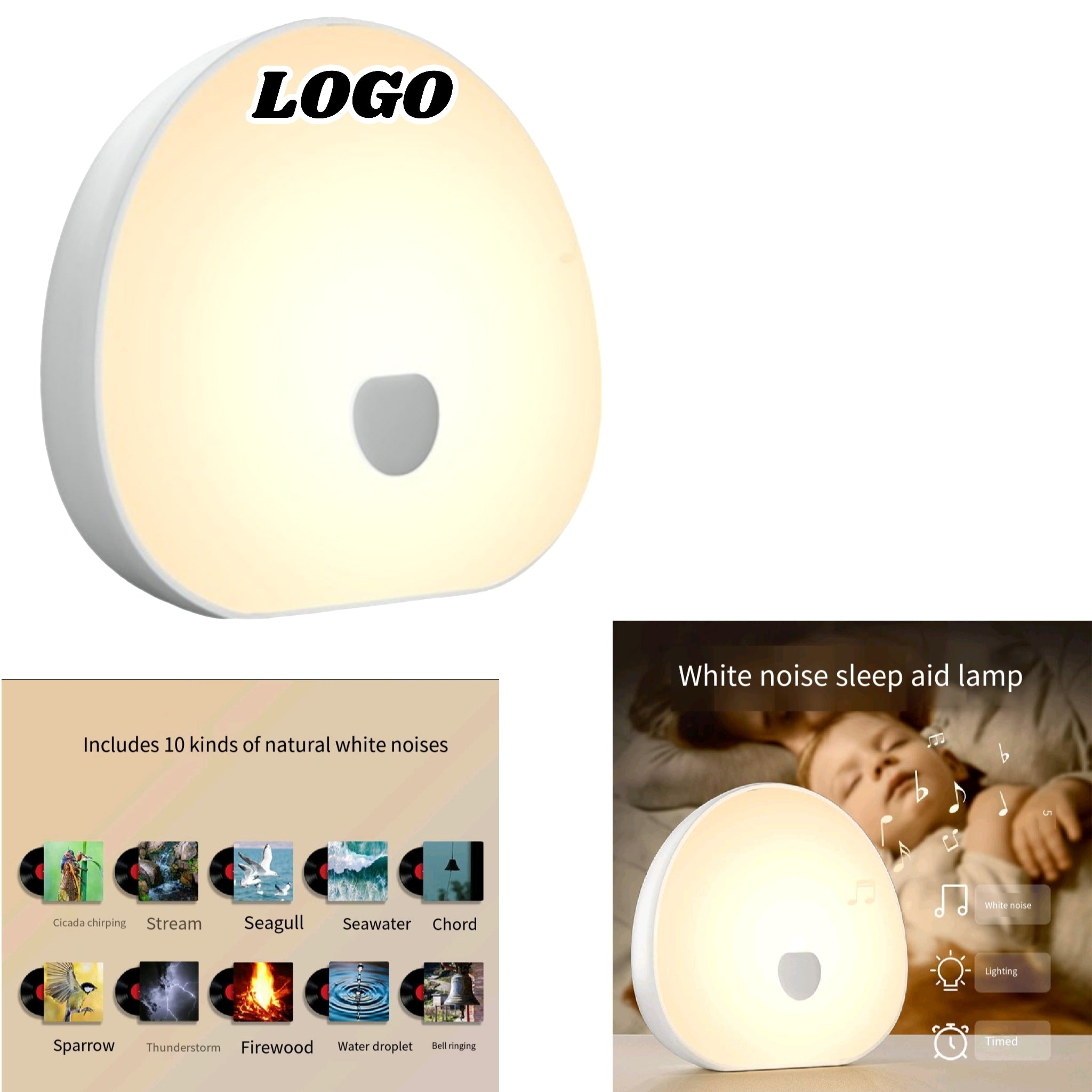 Baby Sound Machine White Noise Night Light Sleep Timer Calm