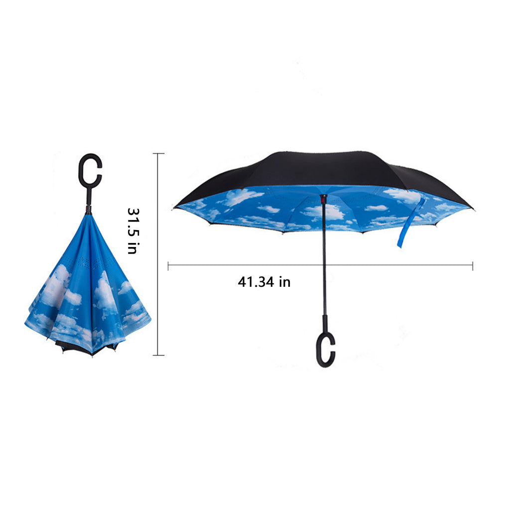 Inverted Reverse Umbrella With C-Shaped Handle