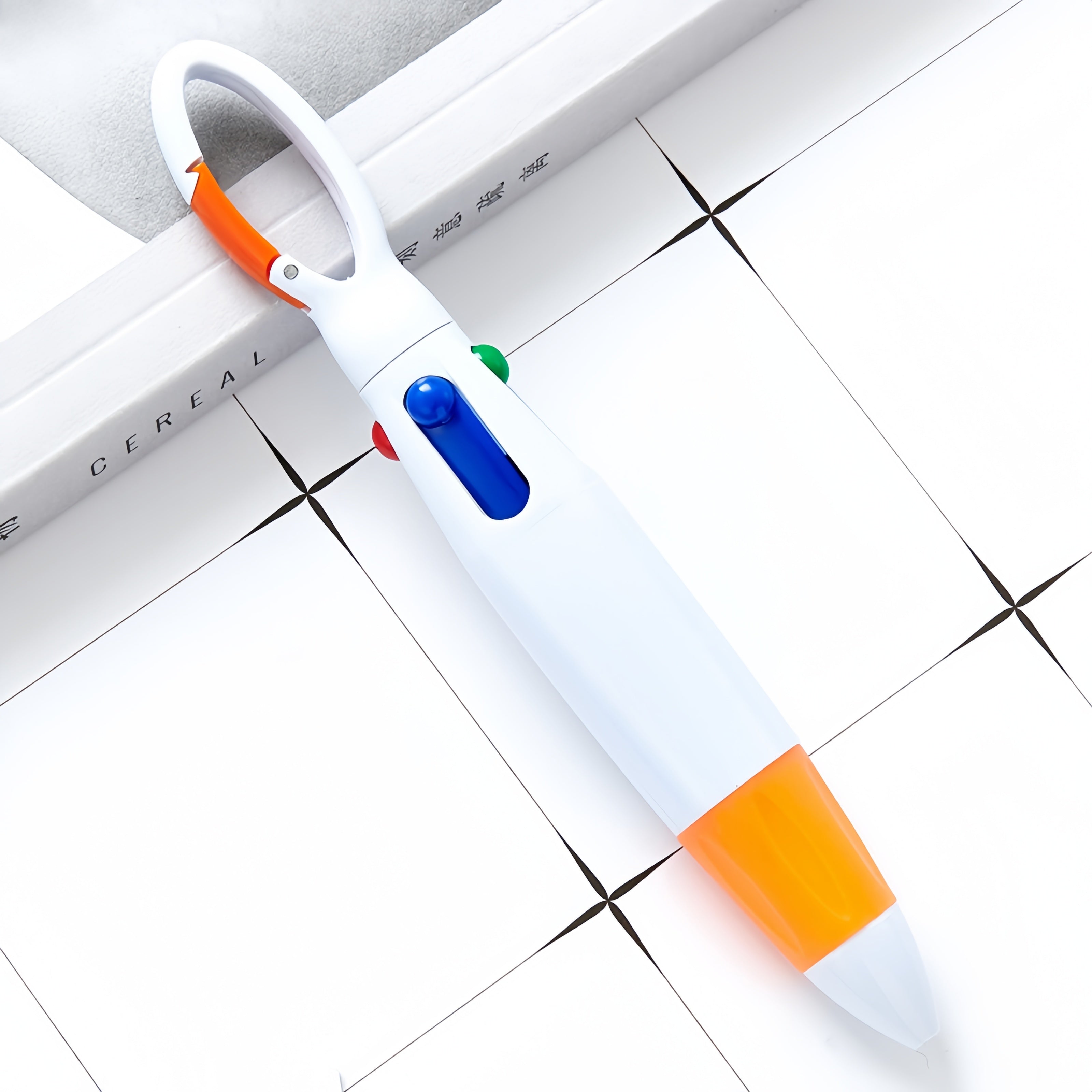 Retractable Four-color Pens with Carabiner Clip