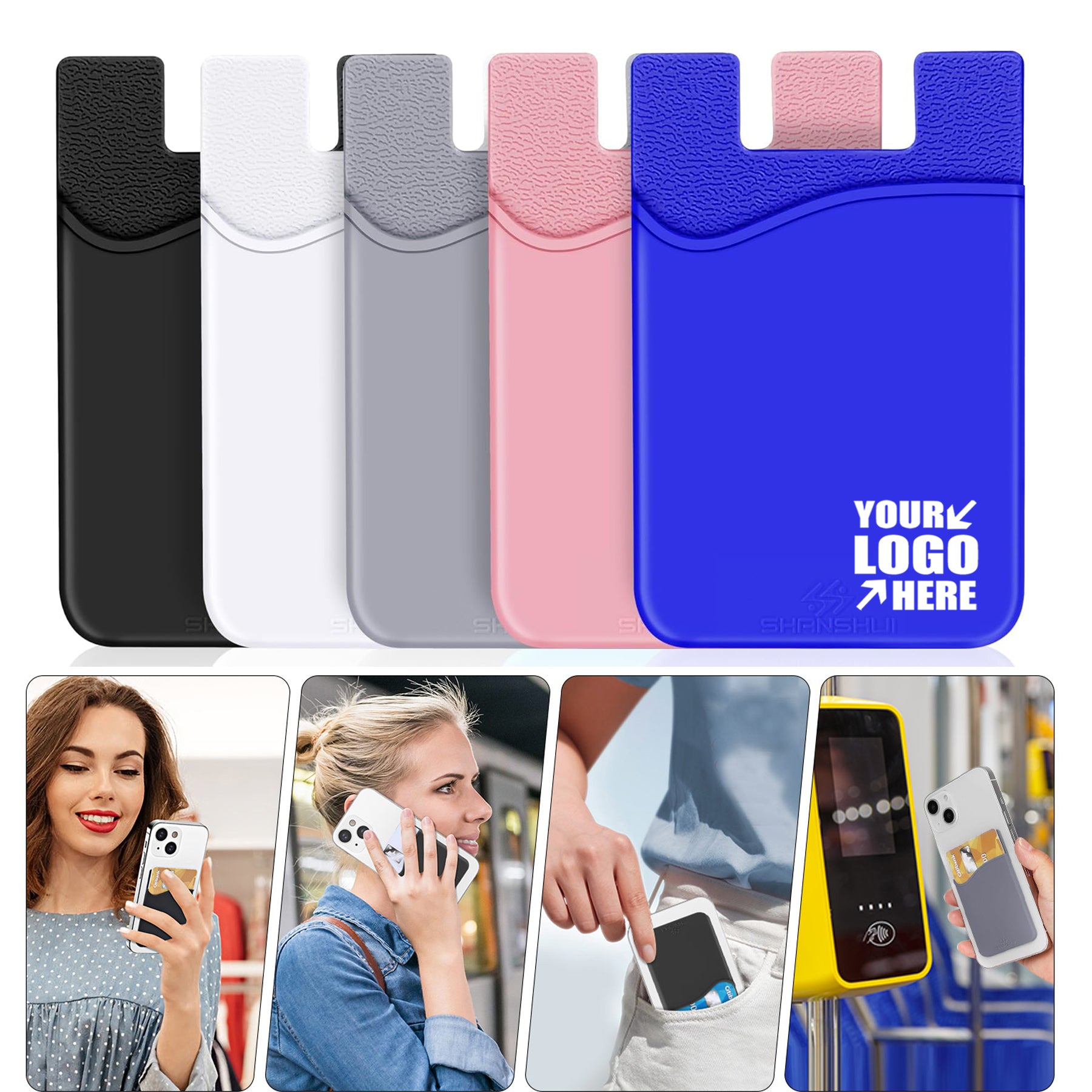 Silicone Phone Wallet W/ Custom Imprint Adhesive Card Holder