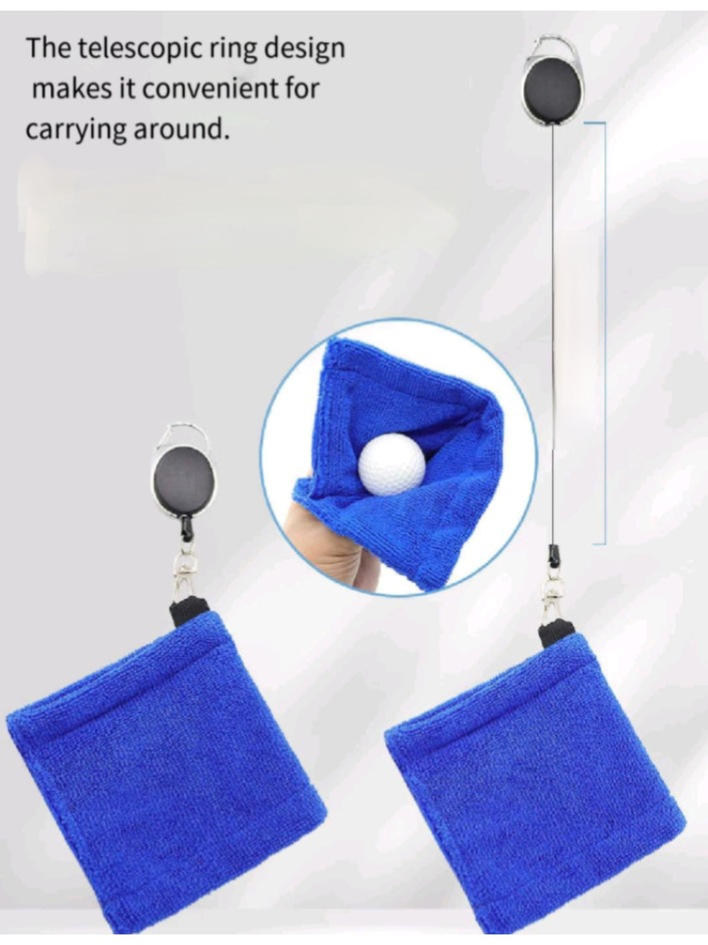 Golf Towel Microfiber Cleaning Clip Club Carabiner Quick Dry