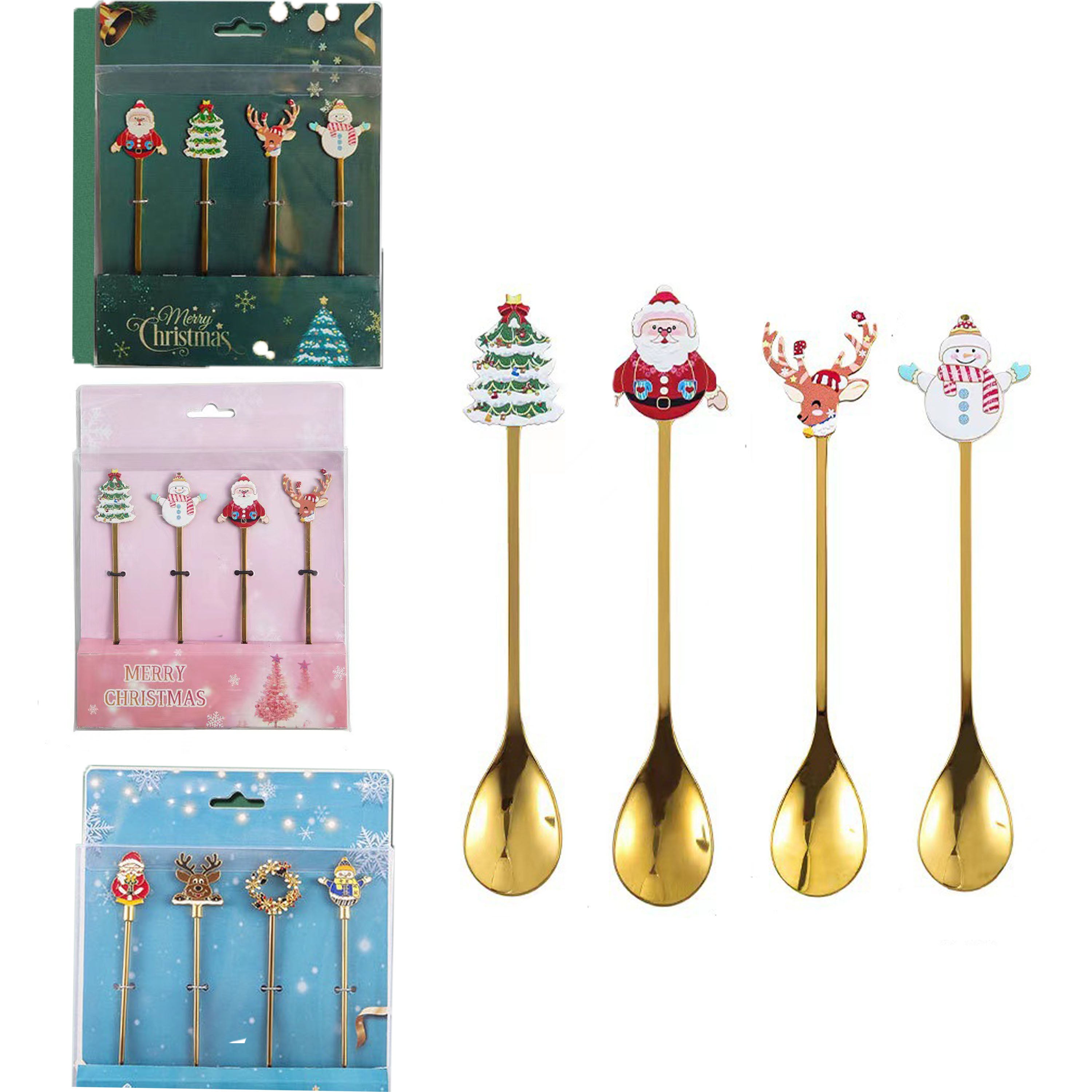 4Pcs Christmas Coffee Spoons
