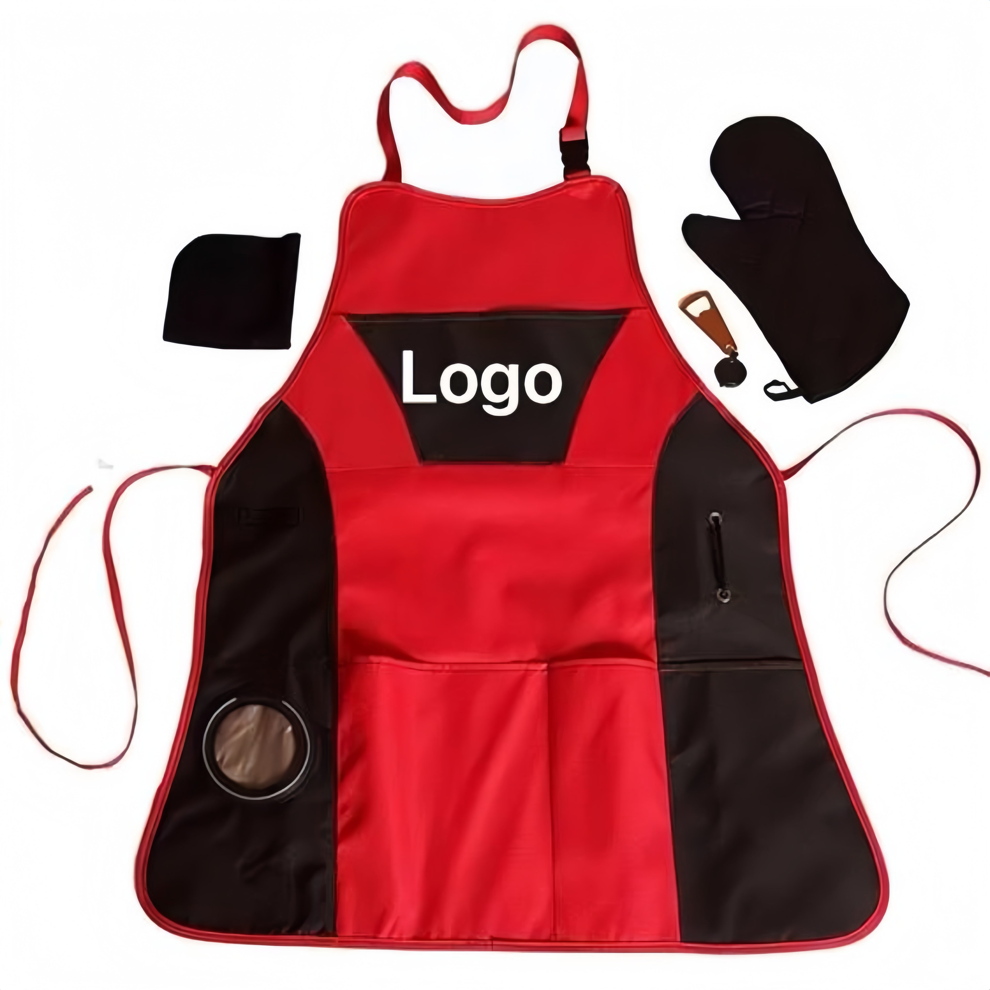 Customized Oxford Heavy Duty Coffee Shop Multipocket Kitchen Bbq Chef Apron Custom logo