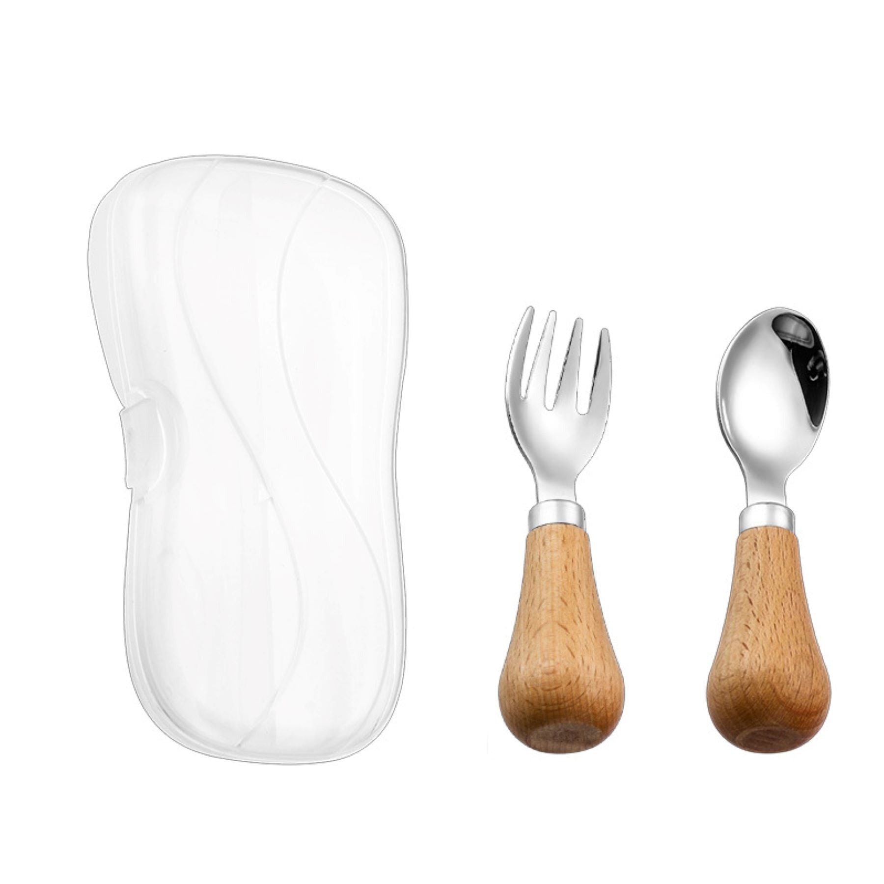Children's Cutlery with Short Solid Wood Handles