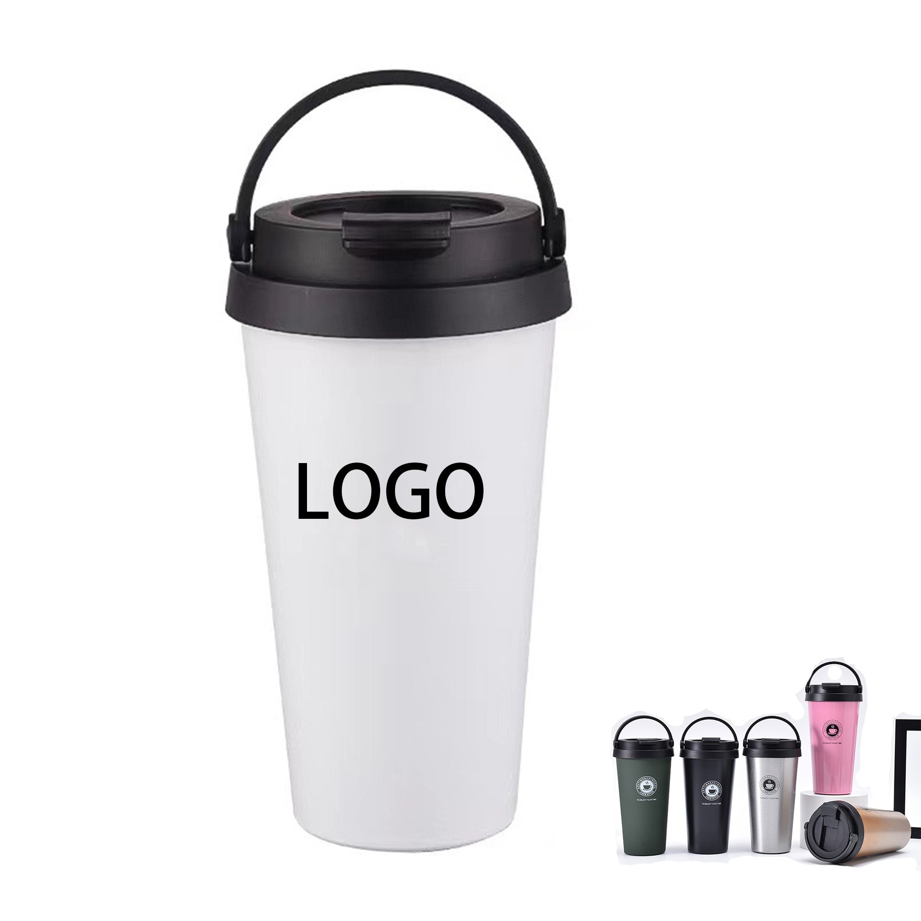 Stainless Steel Insulated Travel Coffee Mug With Handle