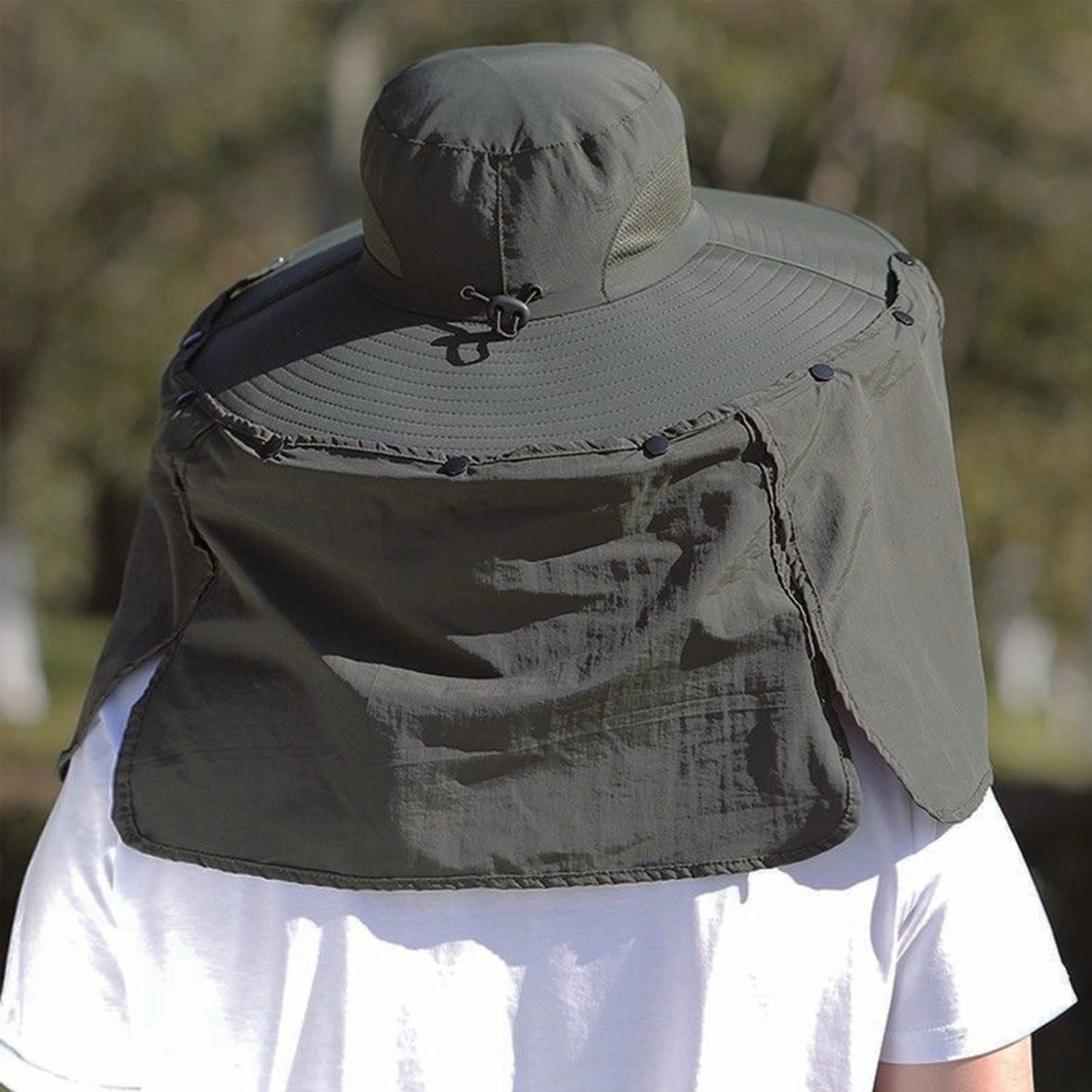 Wide Brim Sun Cap With Neck Flap Cover Upf 50+
