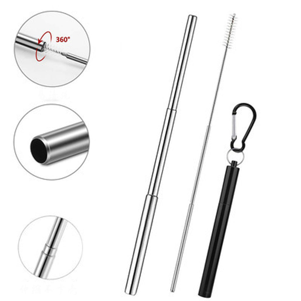 Collapsible Stainless Steel Straw With Aluminum Case