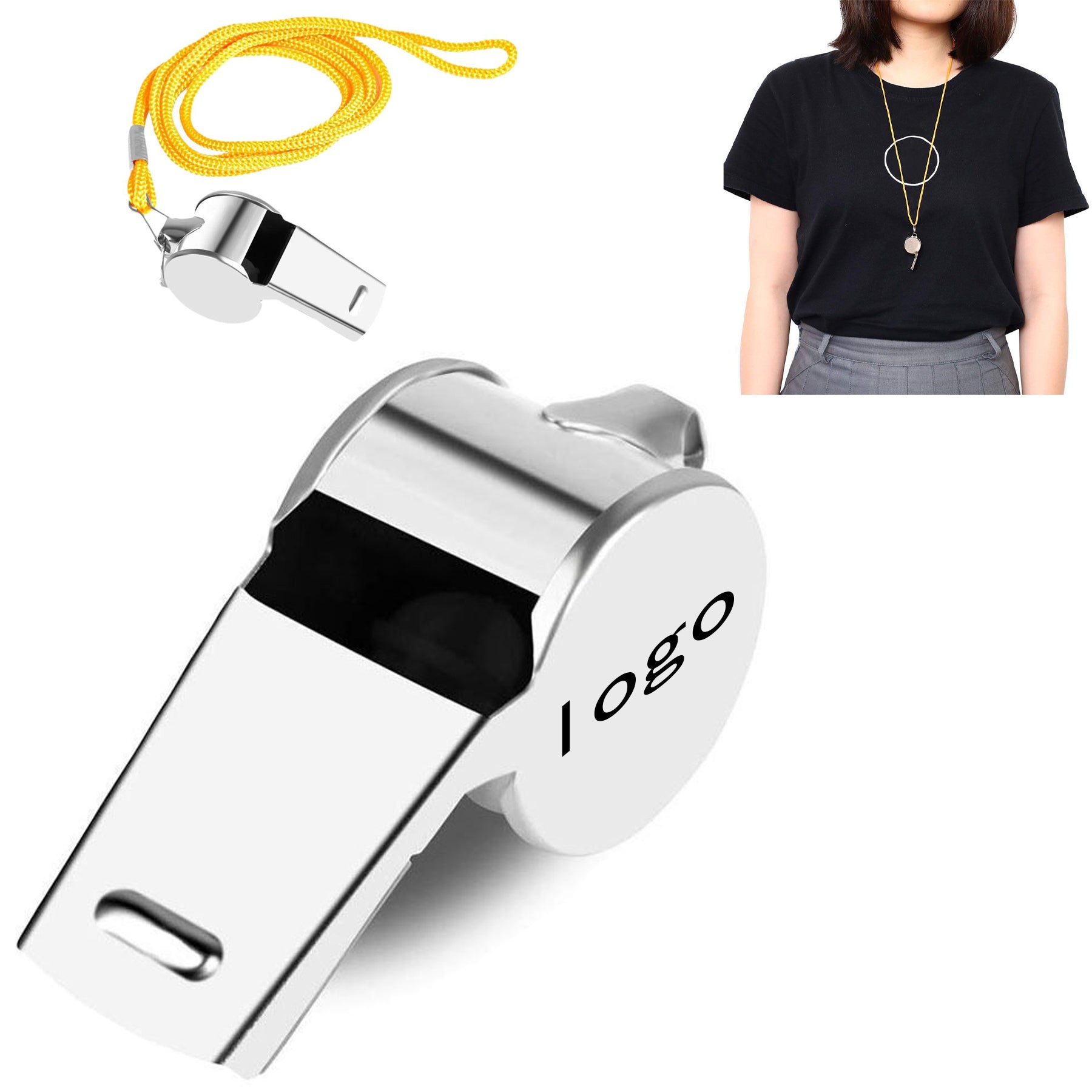 Metal Whistle With Lanyard Keyring