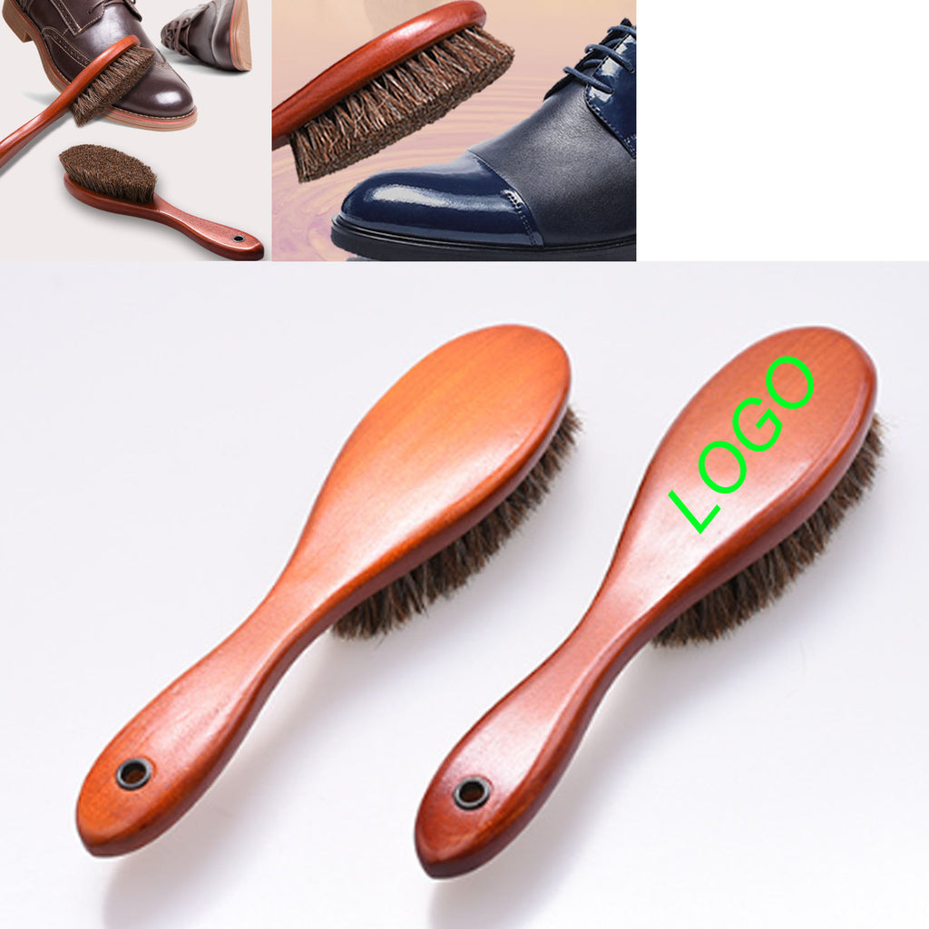 Beech Wood Horsehair Long Handle Shoe Brush Leather Cleaner