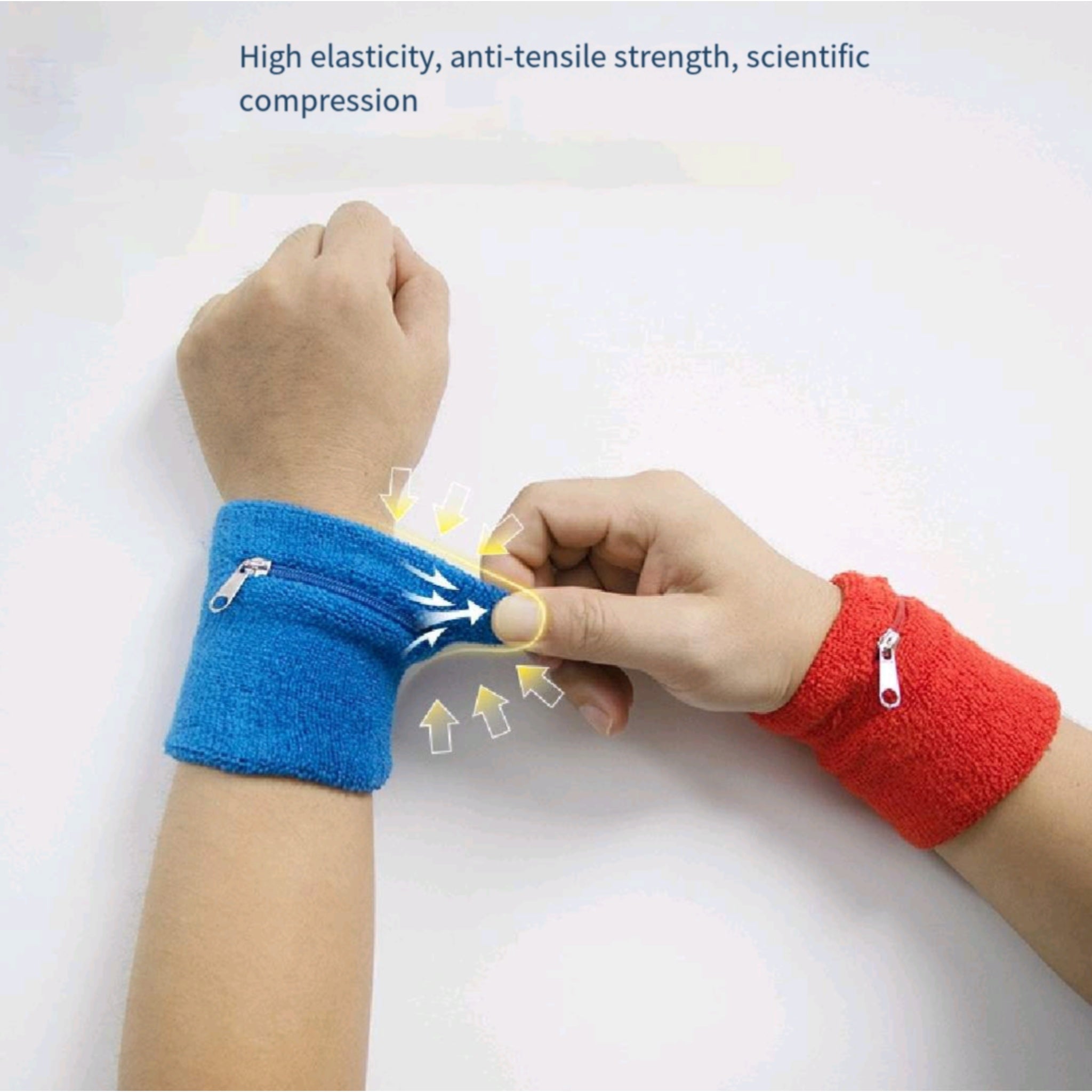 Zipper Sweat Wristband Pocket Tennis Gym Support