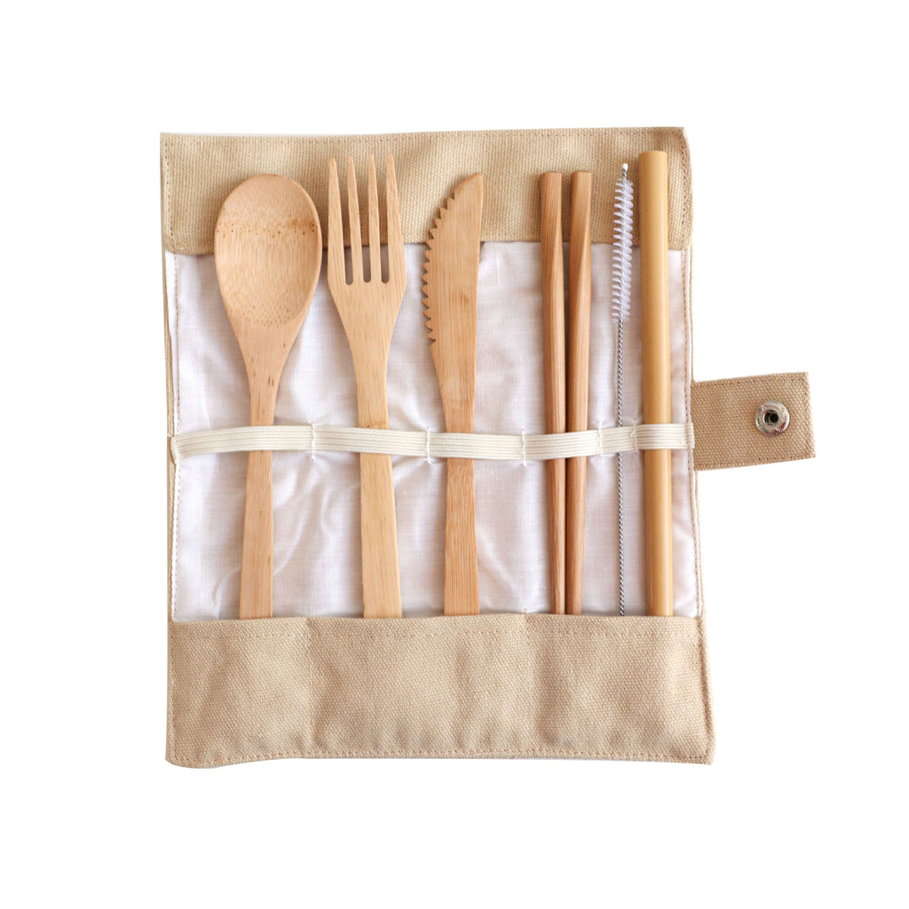 6 Piece Bamboo Cutlery With Bag