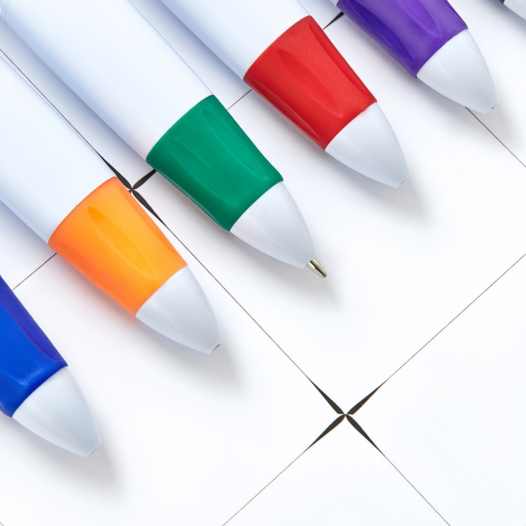 Retractable Four-color Pens with Carabiner Clip