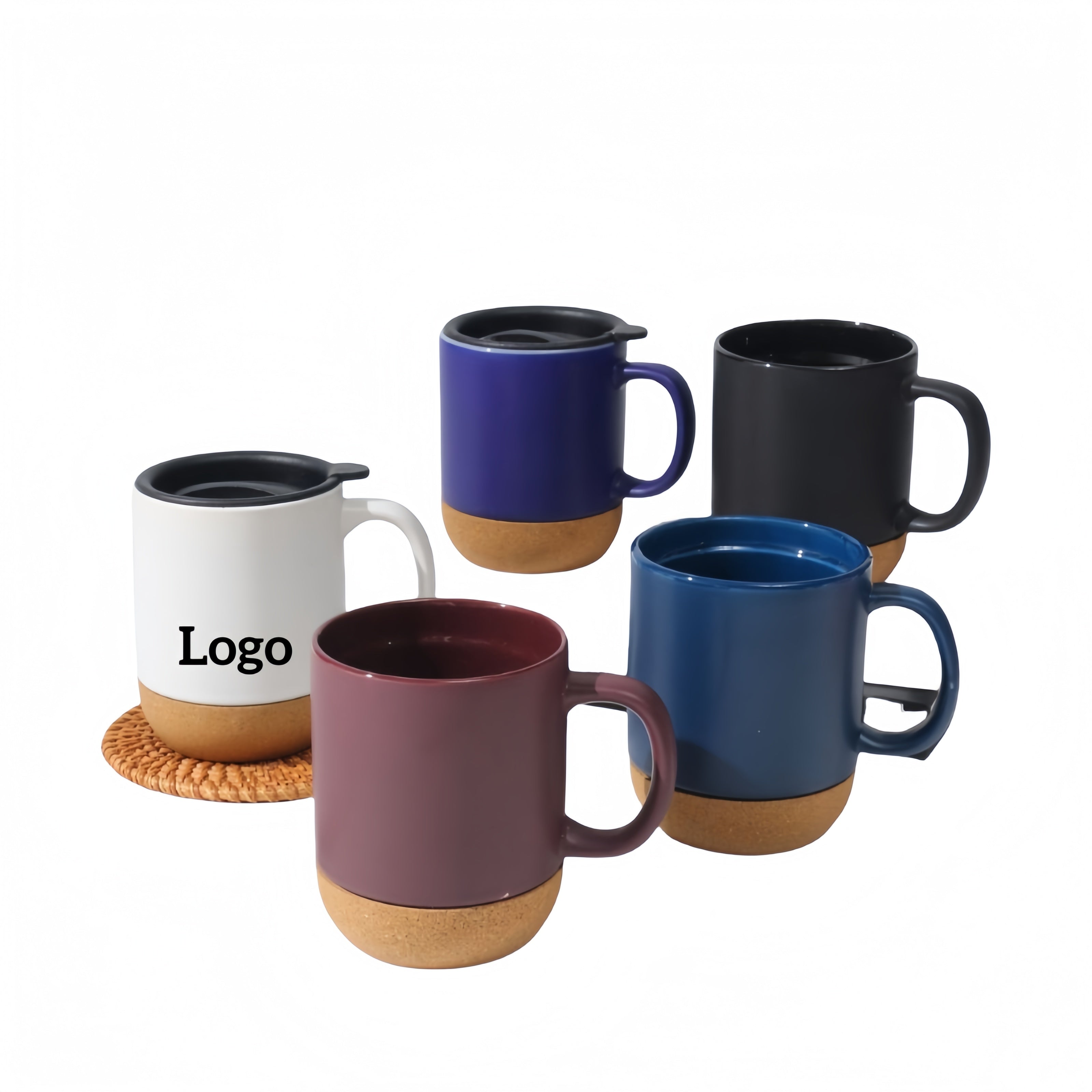 12 Oz Cork Bottom Ceramic Mugs