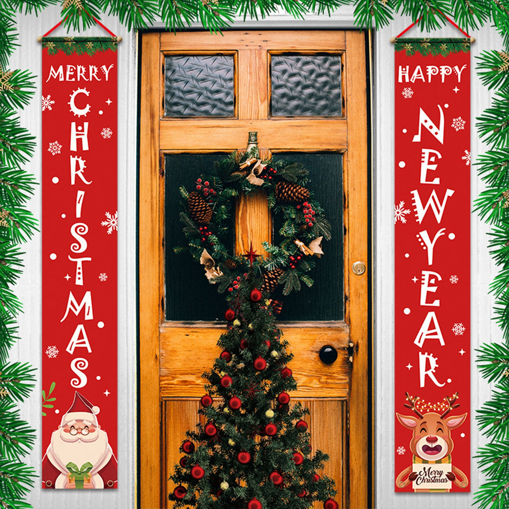 Christmas Door Decorations Xmas Porch Banner Hanging Banners Couplet