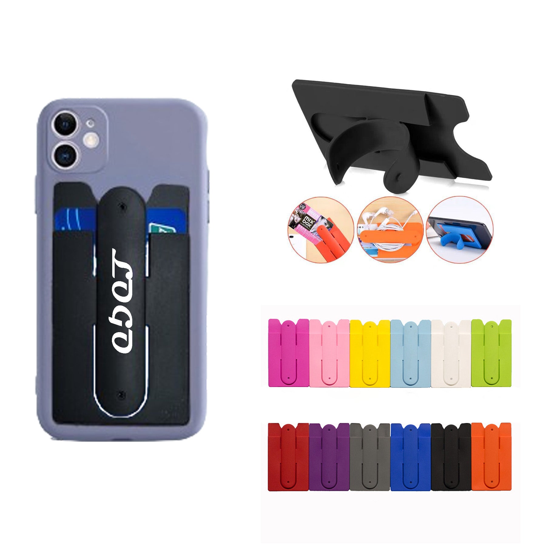 Silicone Mobile Wallet With Phone Kickstand