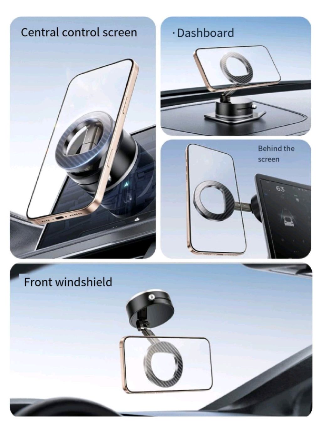 360 Car Phone Mount Magnetic Suction Foldable Strong Hold