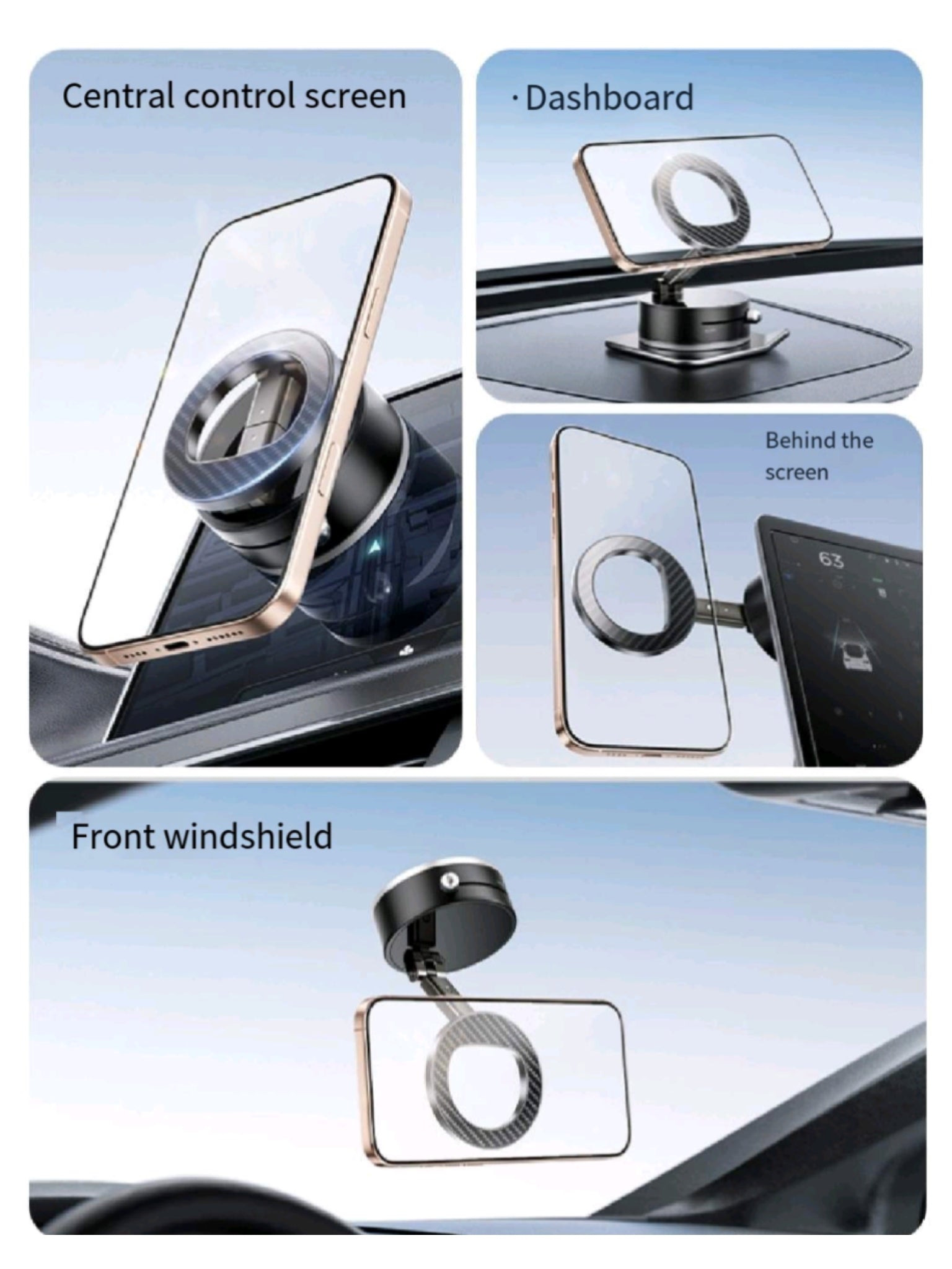 360 Car Phone Mount Magnetic Suction Foldable Strong Hold