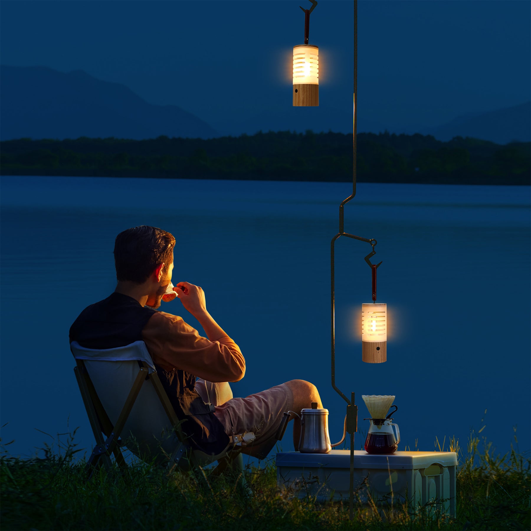 Solid Wood Outdoor Camping Lamp Lantern