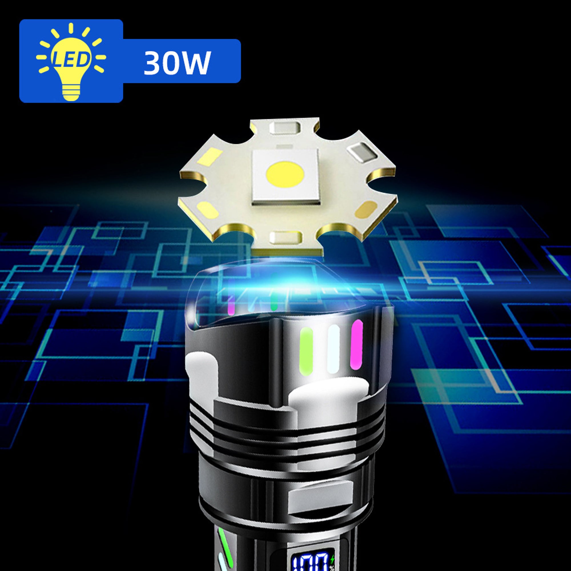 20W Power Rechargeable Flashlights High Lumens