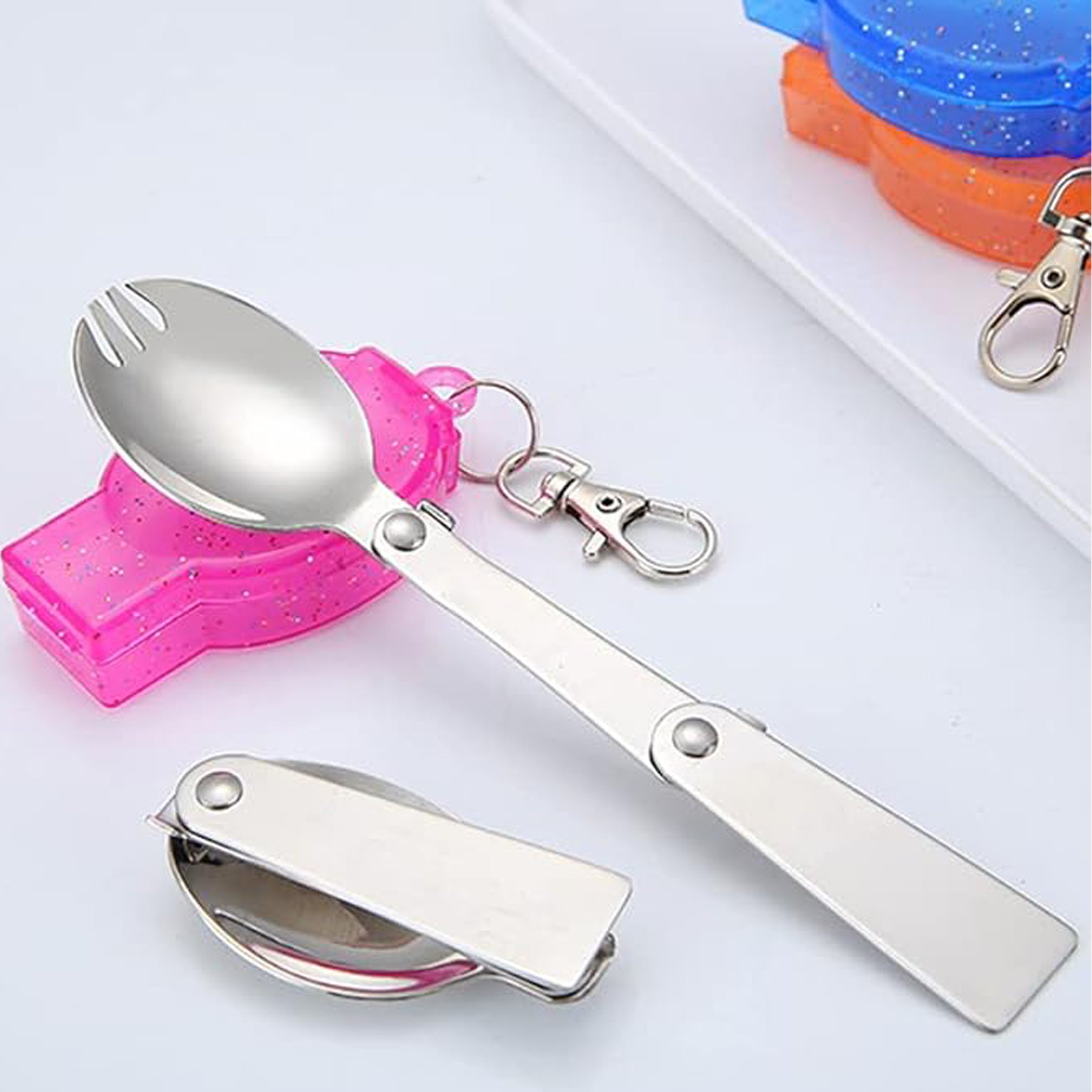 Folding Spoon Fork With Plastic Case