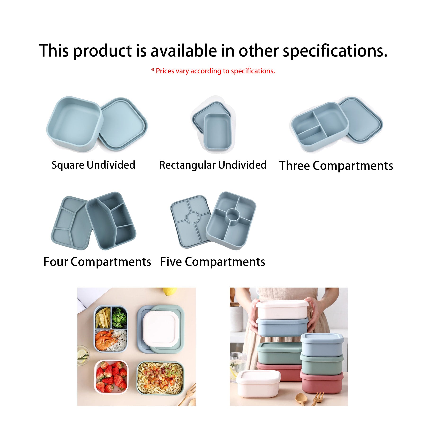 5 Compartments Silicone Lunchbox