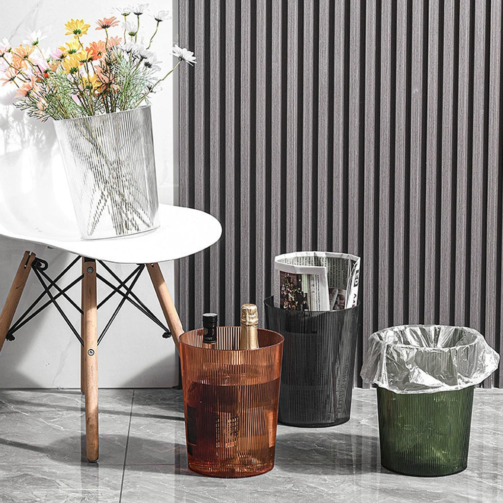 Transparent Striped Trash Cans