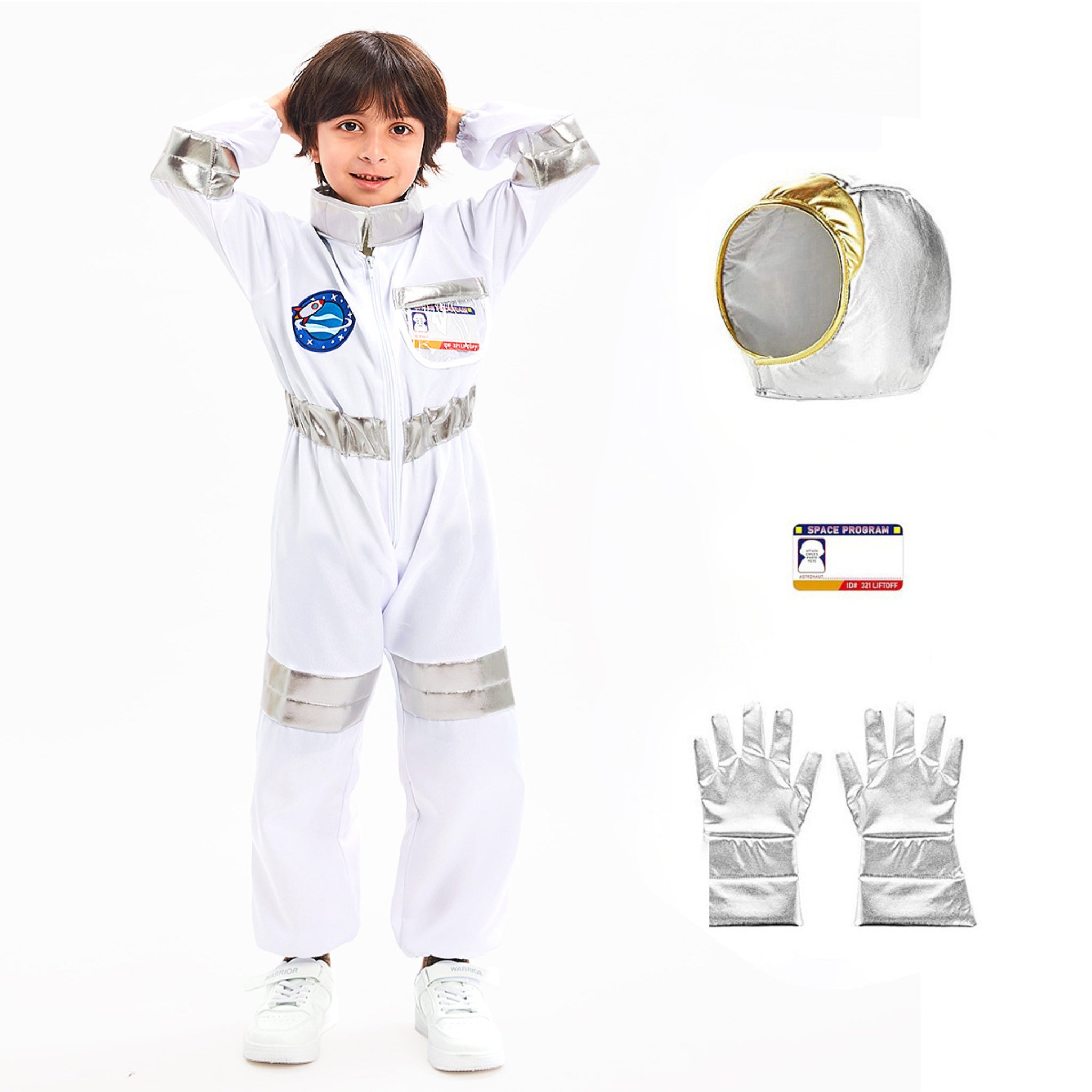 Kids Astronaut Costume Halloween NASA Suit Gloves Attached