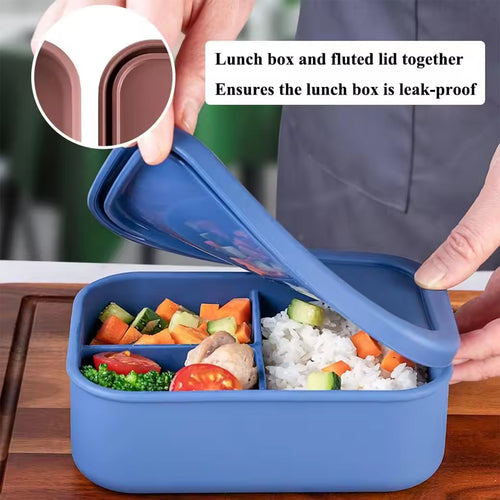 3-Compartment Silicone Lunch Box Lunch Container