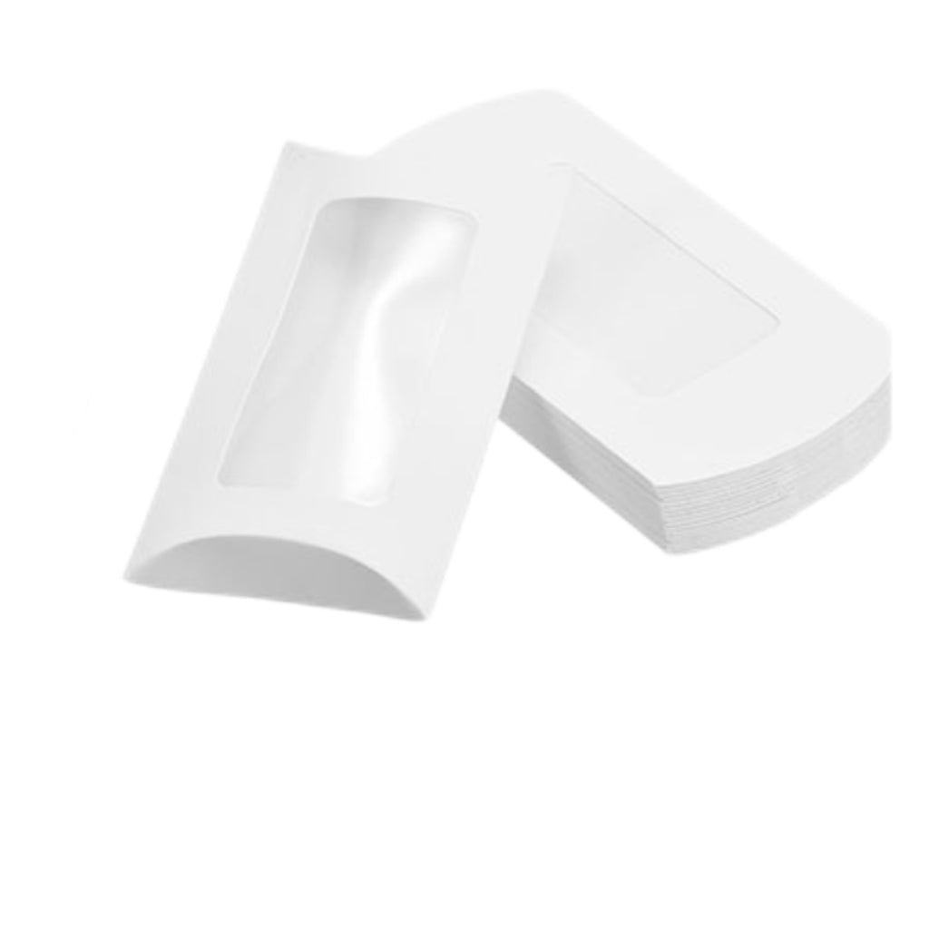 White Pillow Gift Boxes With Clear Window