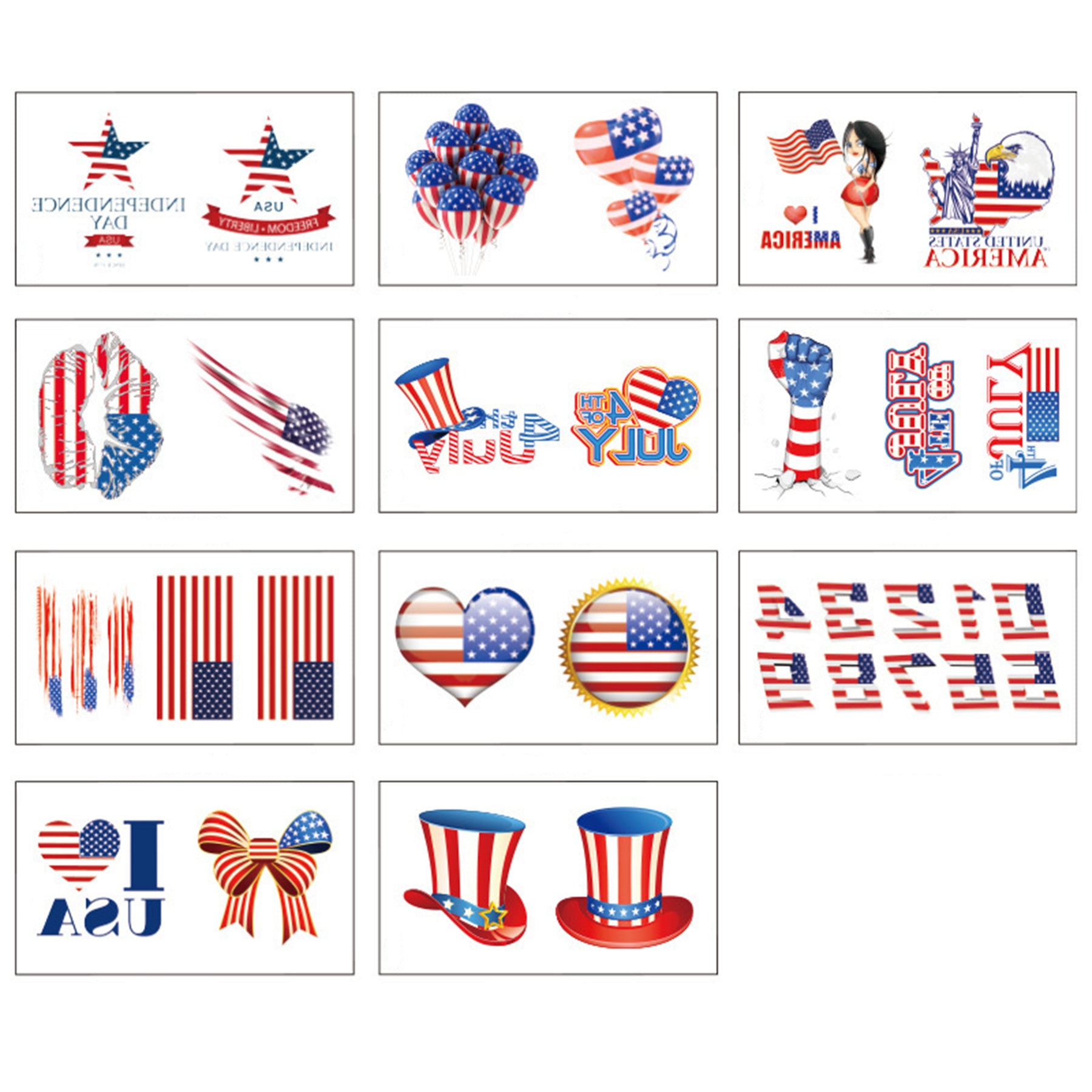 Customizable July 4th Temporary Tattoos Body Stickers