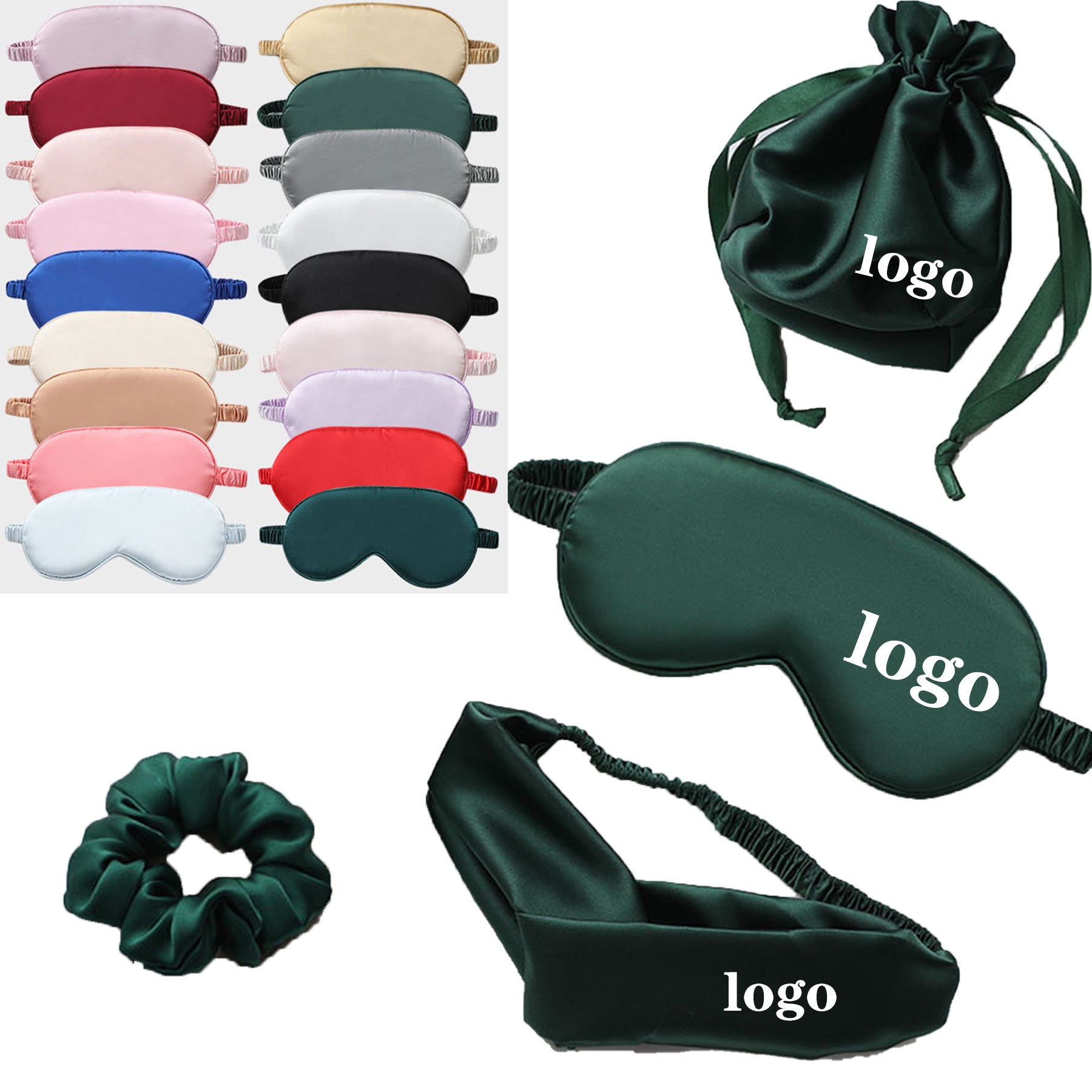 Imitation Silk Sleep Eye Mask Hair Ring Band Set