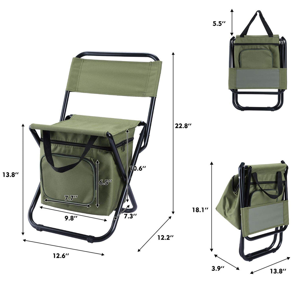 Foldable Compact Fishing Chair With Cooler Bag