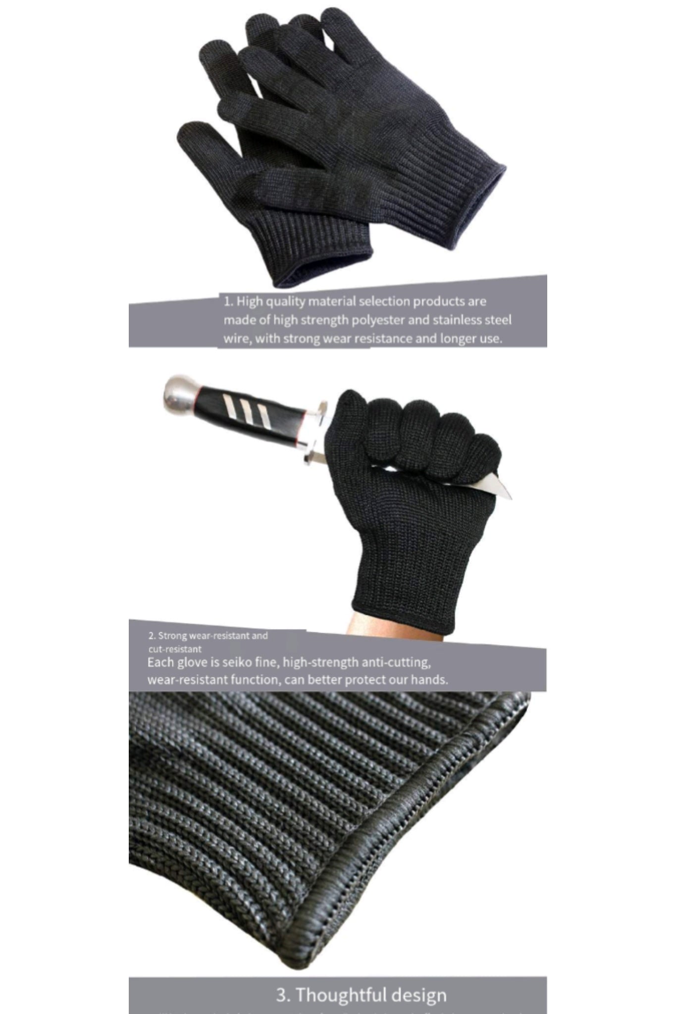 Level 5 Steel Wire Cut Resistant Gloves