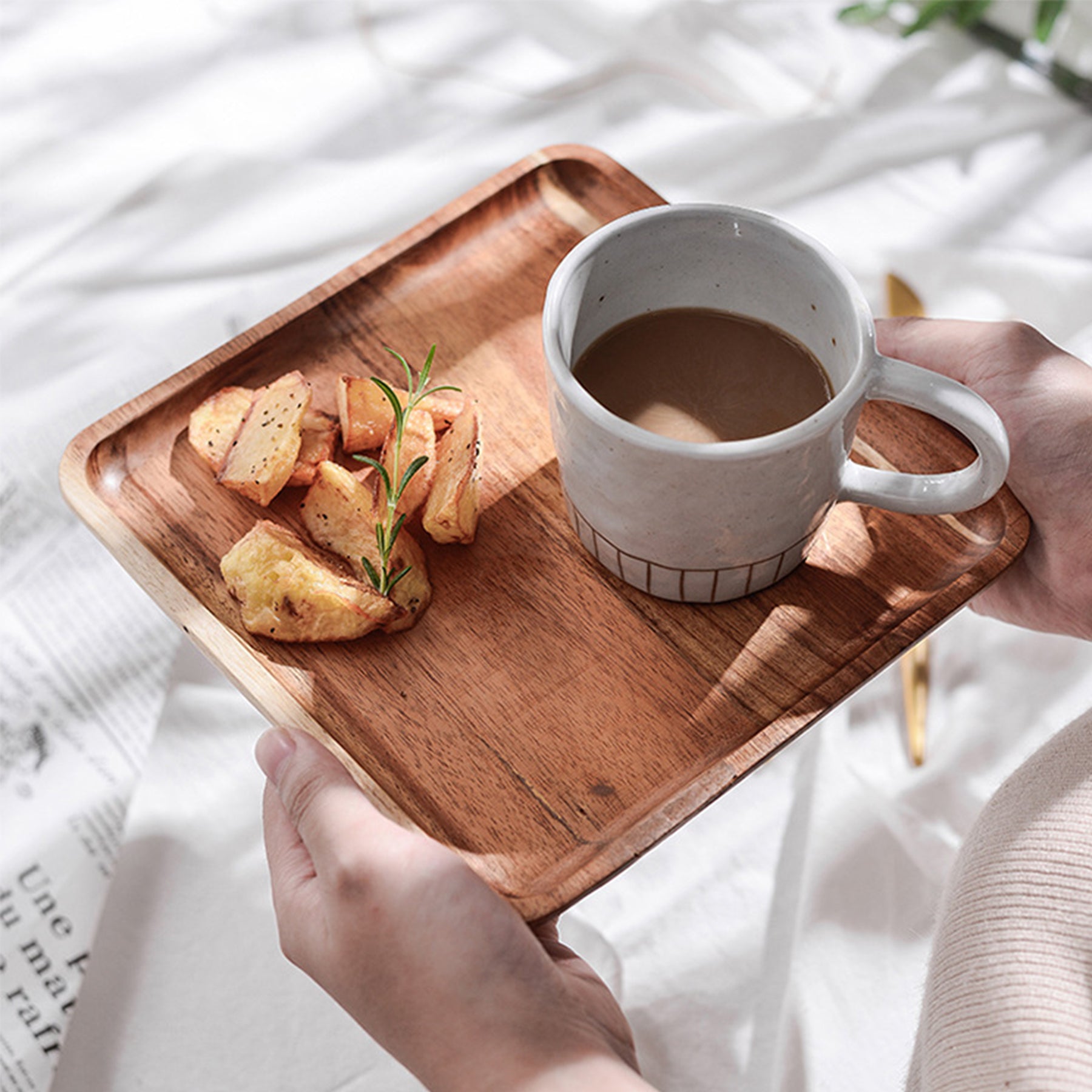 Square Wooden Fruit Tray