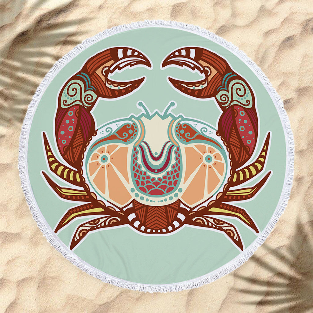 The Zodiac Printing Round Beach Towel With Tassels