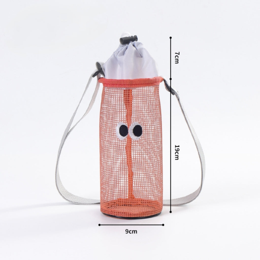 Drawstring Lock Bottle Carrier Adjustable Crossbody Mesh