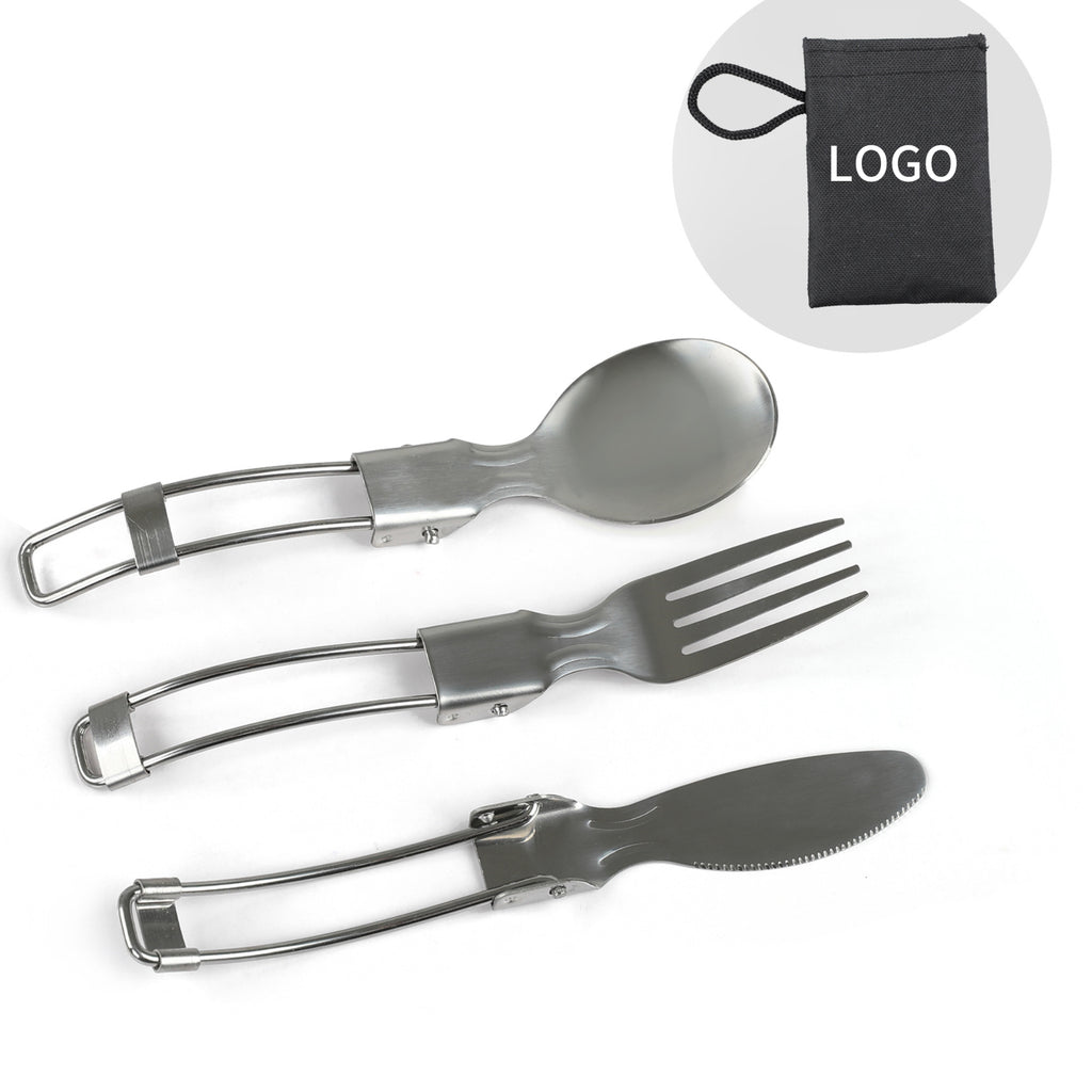 Outdoor Travel Stainless Steel Folding Cutlery Set (3 Pieces)