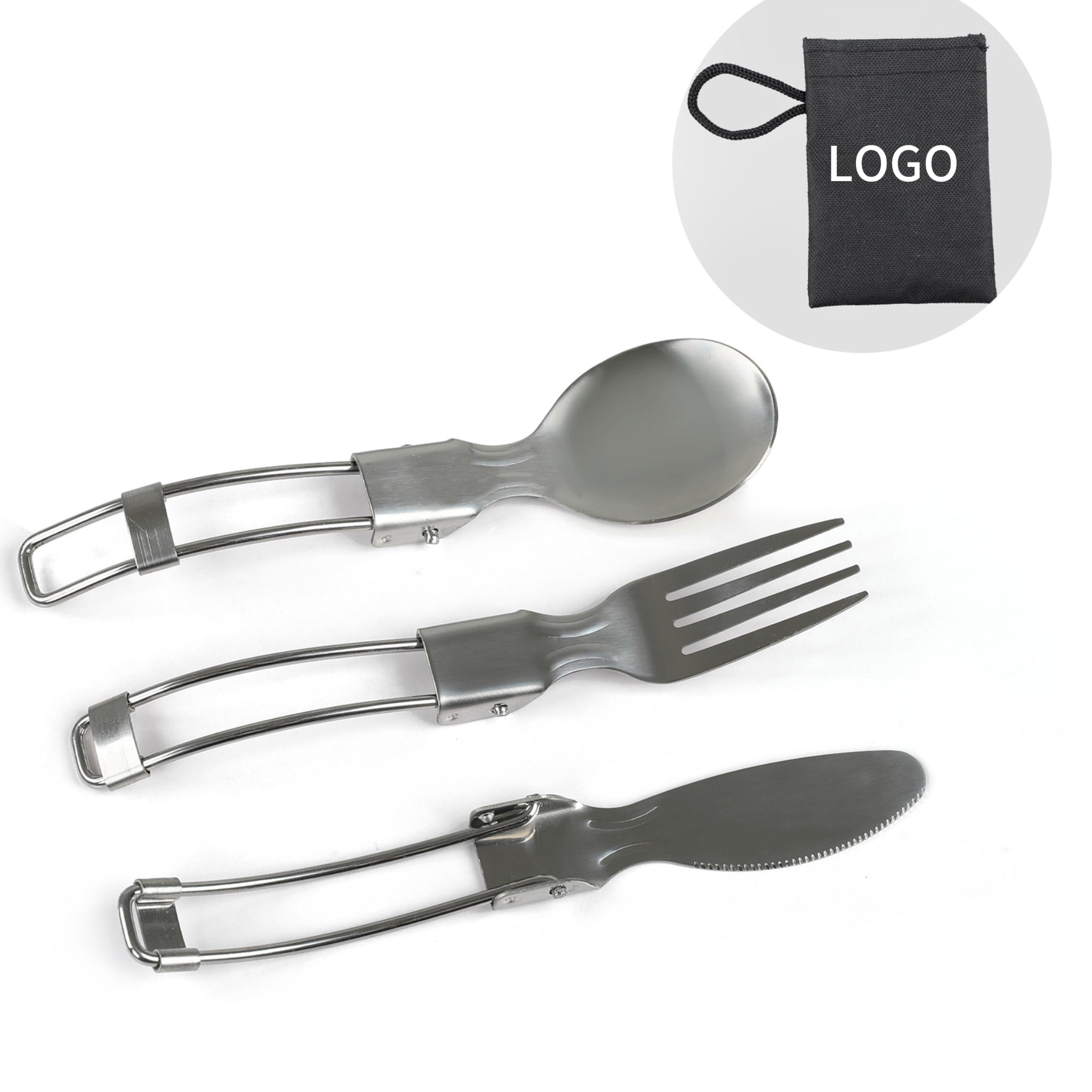 Outdoor Travel Stainless Steel Folding Cutlery Set (3 Pieces)