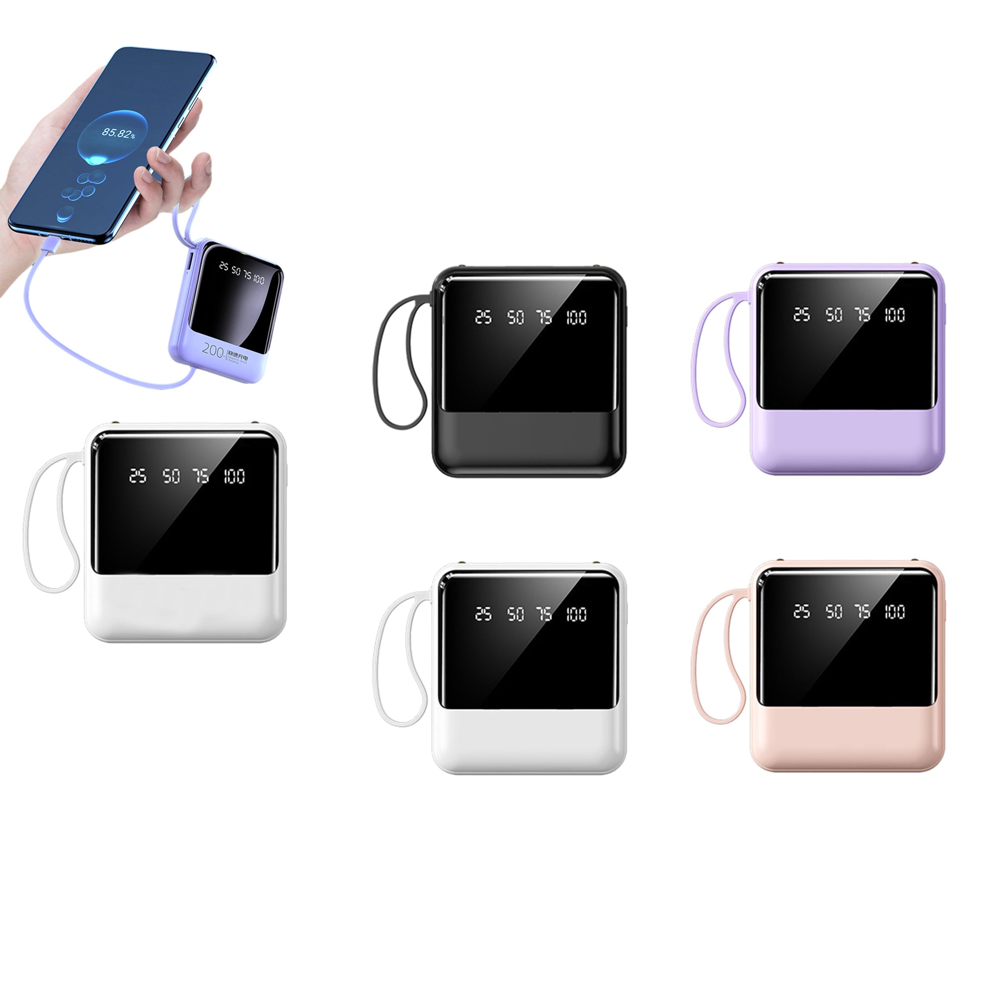 Led Power Bank With Removable Cable And Rope