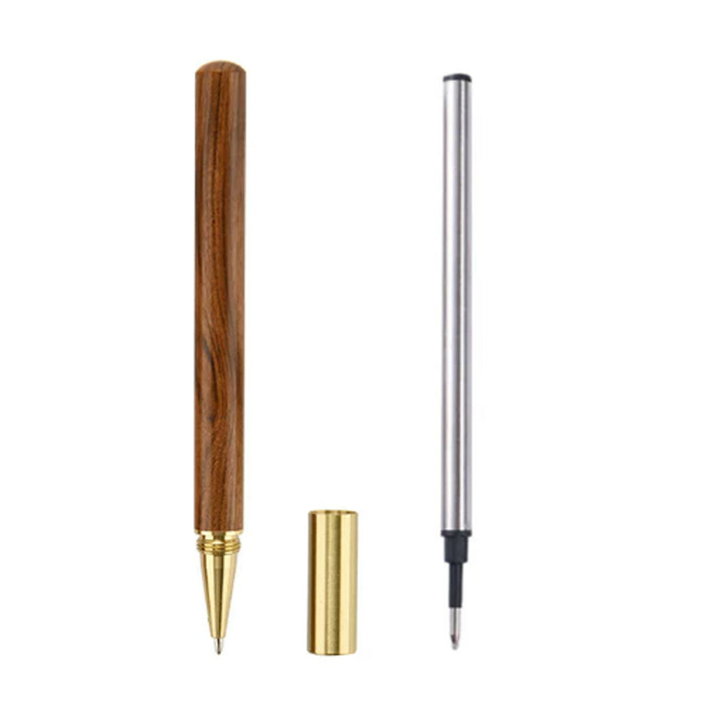 Metal Pen with Pear Blossom Wood Body and Brass Cap