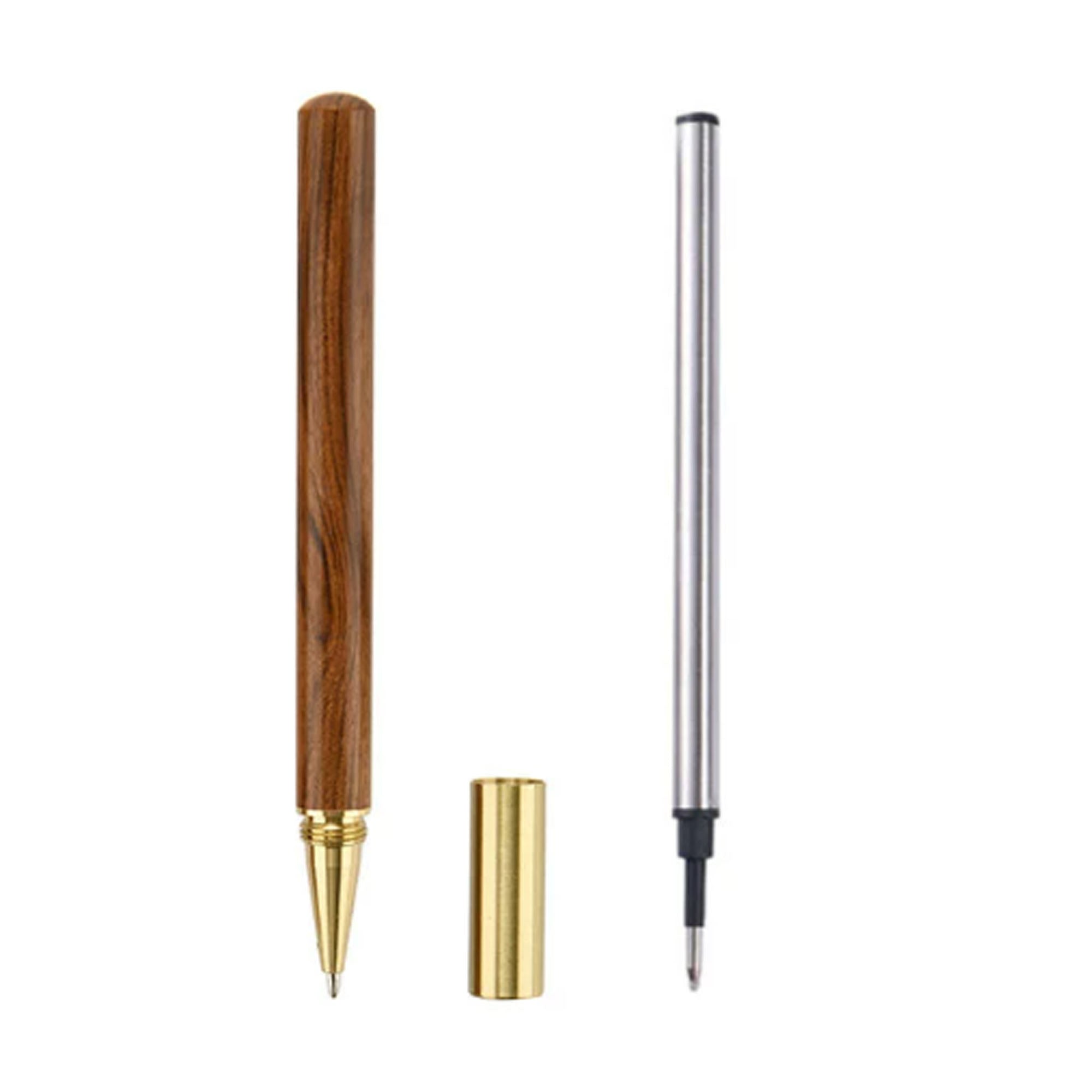 Metal Pen with Pear Blossom Wood Body and Brass Cap