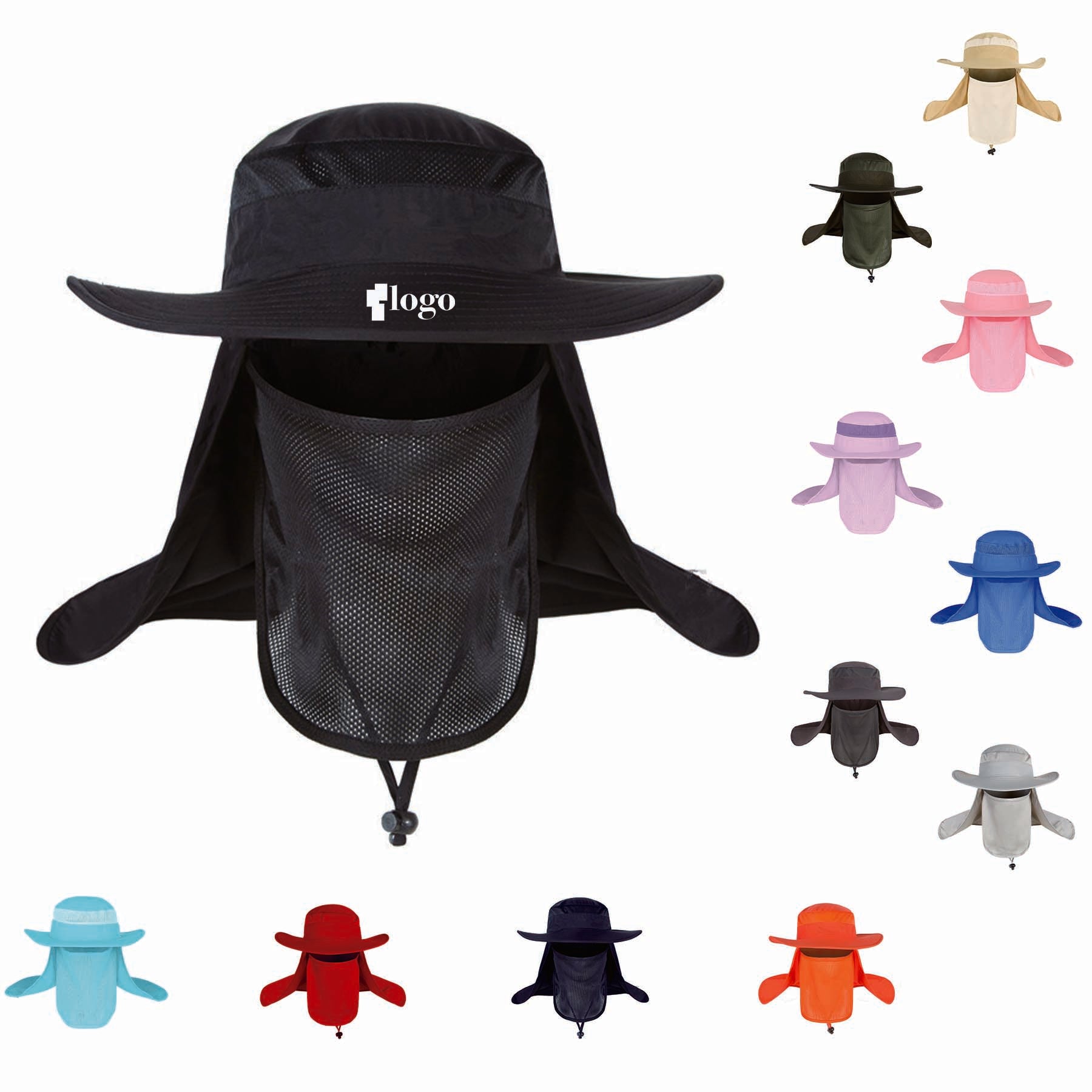 Outdoor Wide Brim Hat With Face Cover & Neck Flap