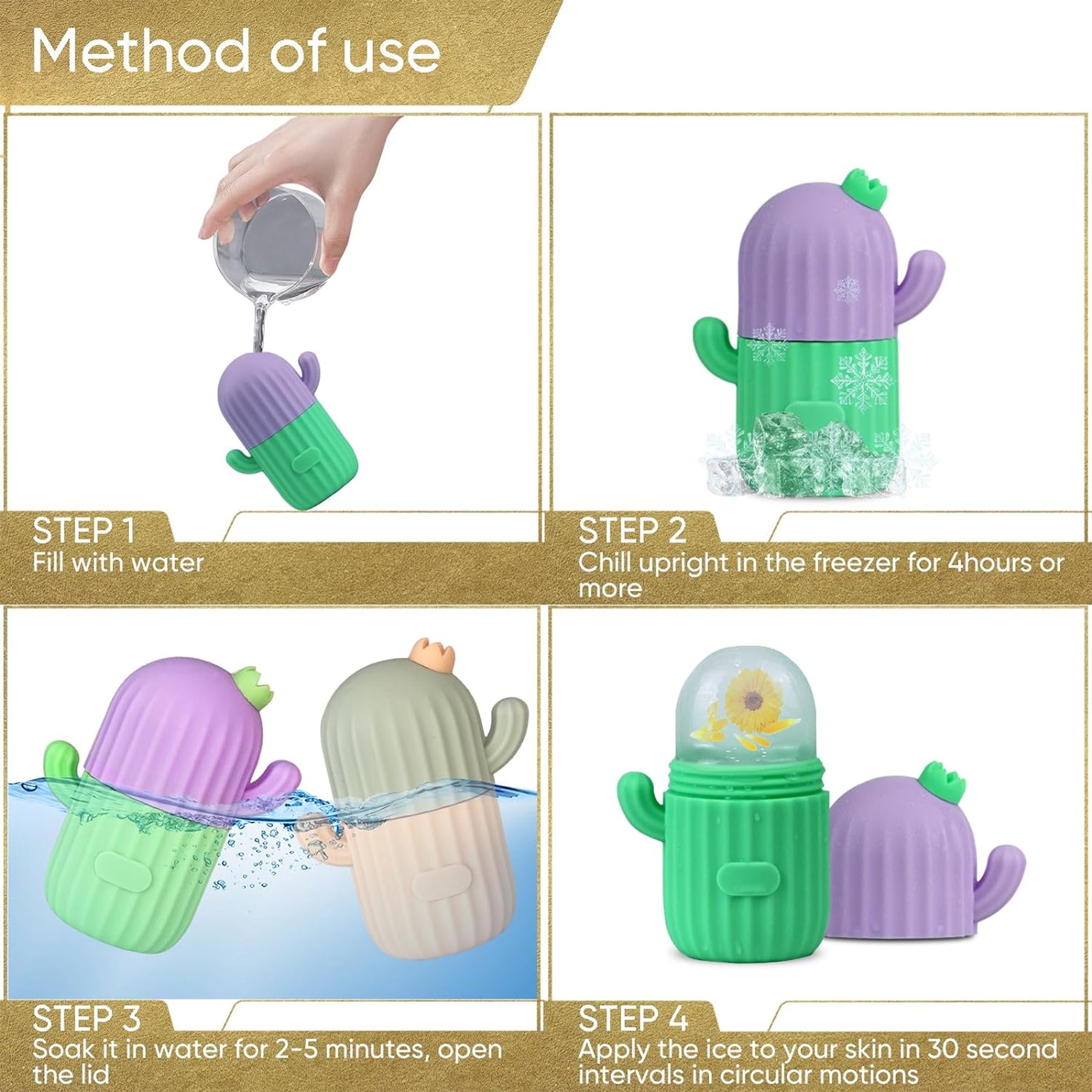Cactus Shape Silicone Ice Facial Rollers Massagers