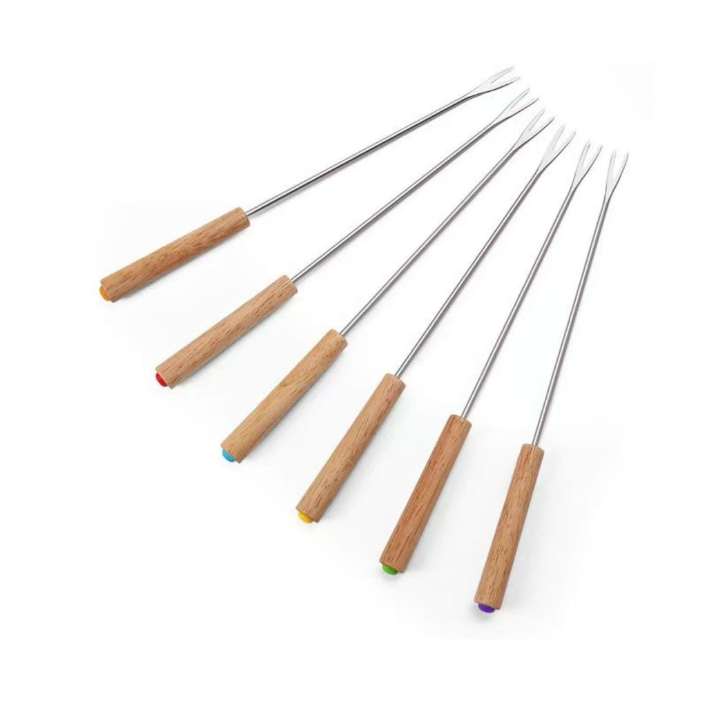 Wood-Handled Stainless Steel Barbecue Skewers