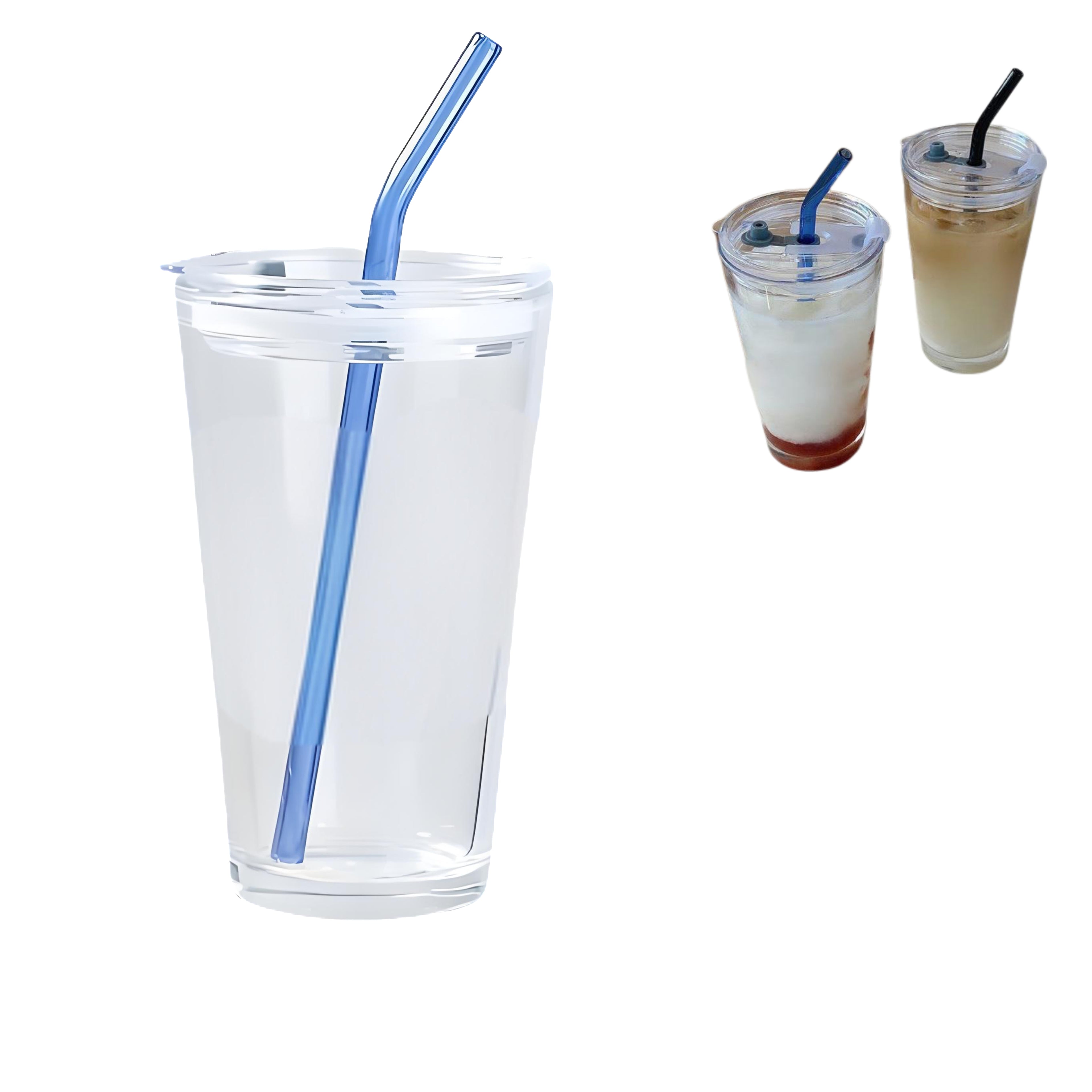 Straight Cylinder Straw Cup With Lid