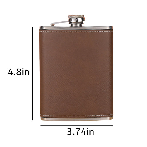 8 oz 304 Stainless Steel leather Hip Flask