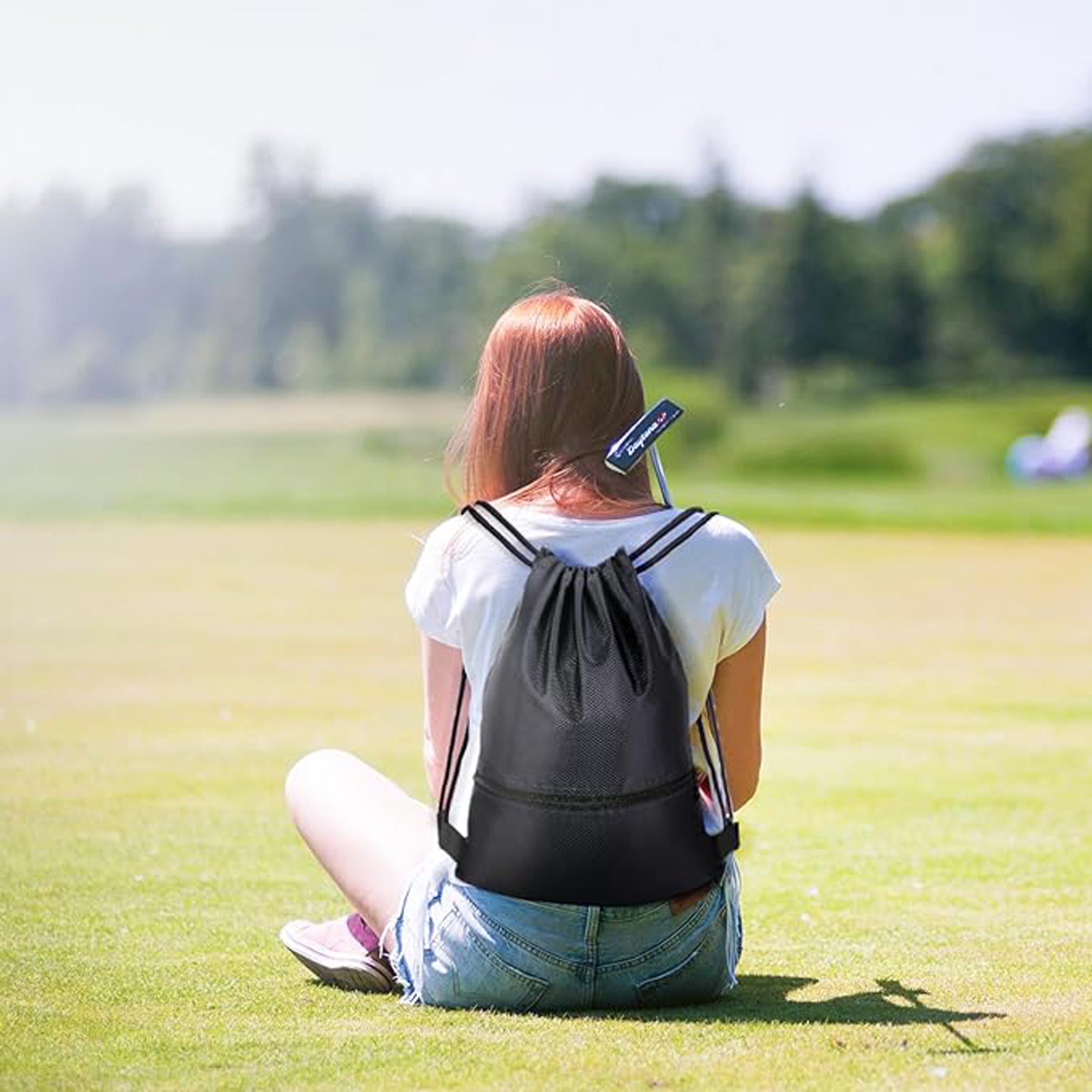 Drawstring Backpack With Zip Pocket