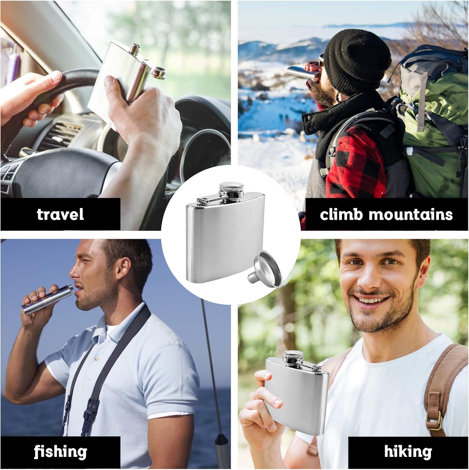 Matte Brushed Finishing Square Shaped Stainless Steel Liquor Whiskey Wine Alcohol Hip Flask