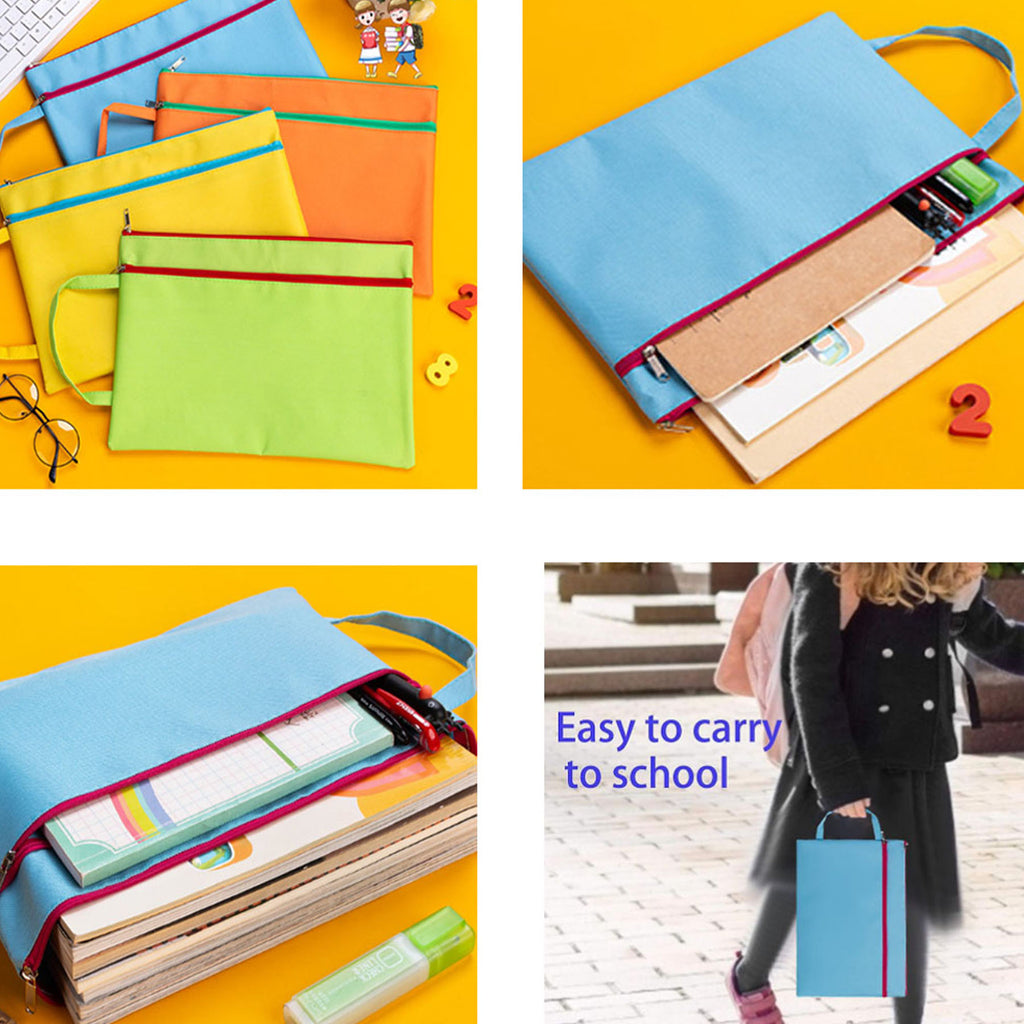 Portable A4 Handle Zipper File Bags All Over Printing