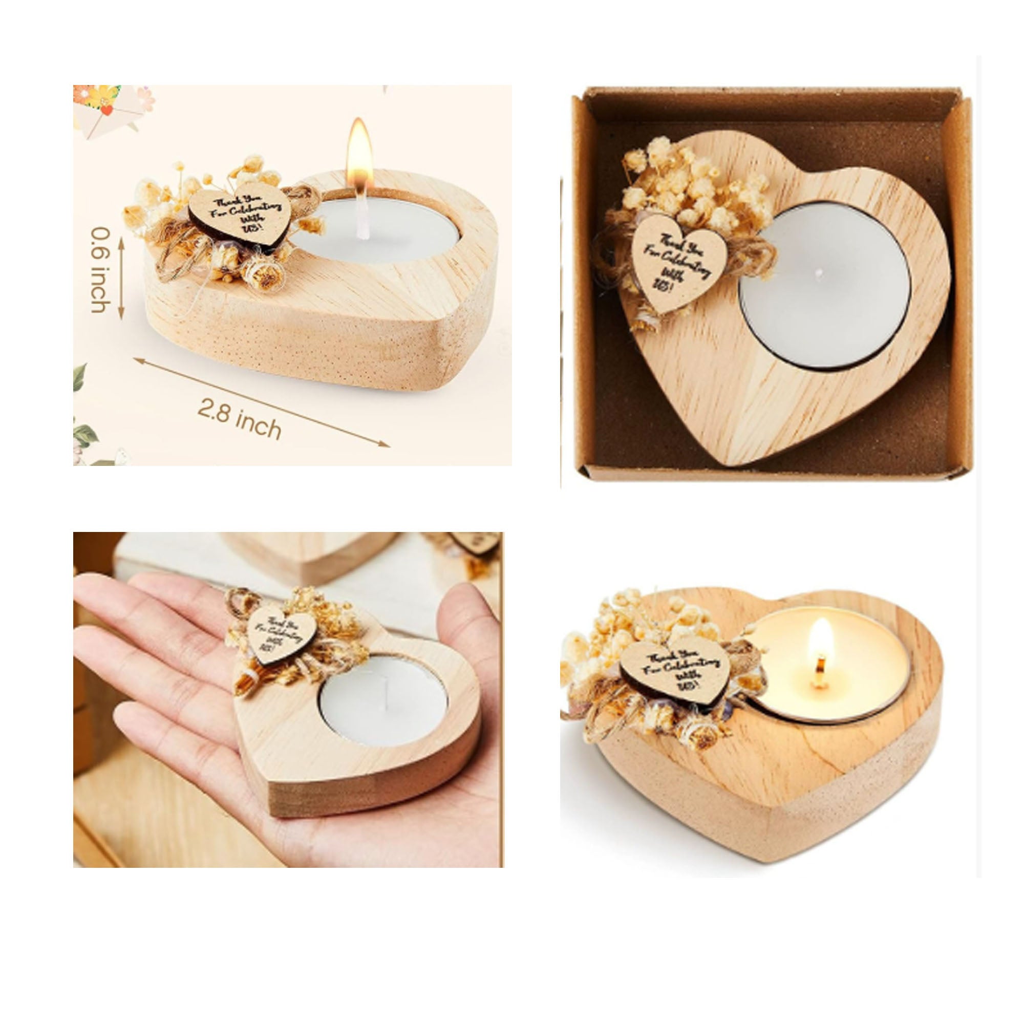 Wooden Heart Tealight Holder Candle Holders Wedding Gift